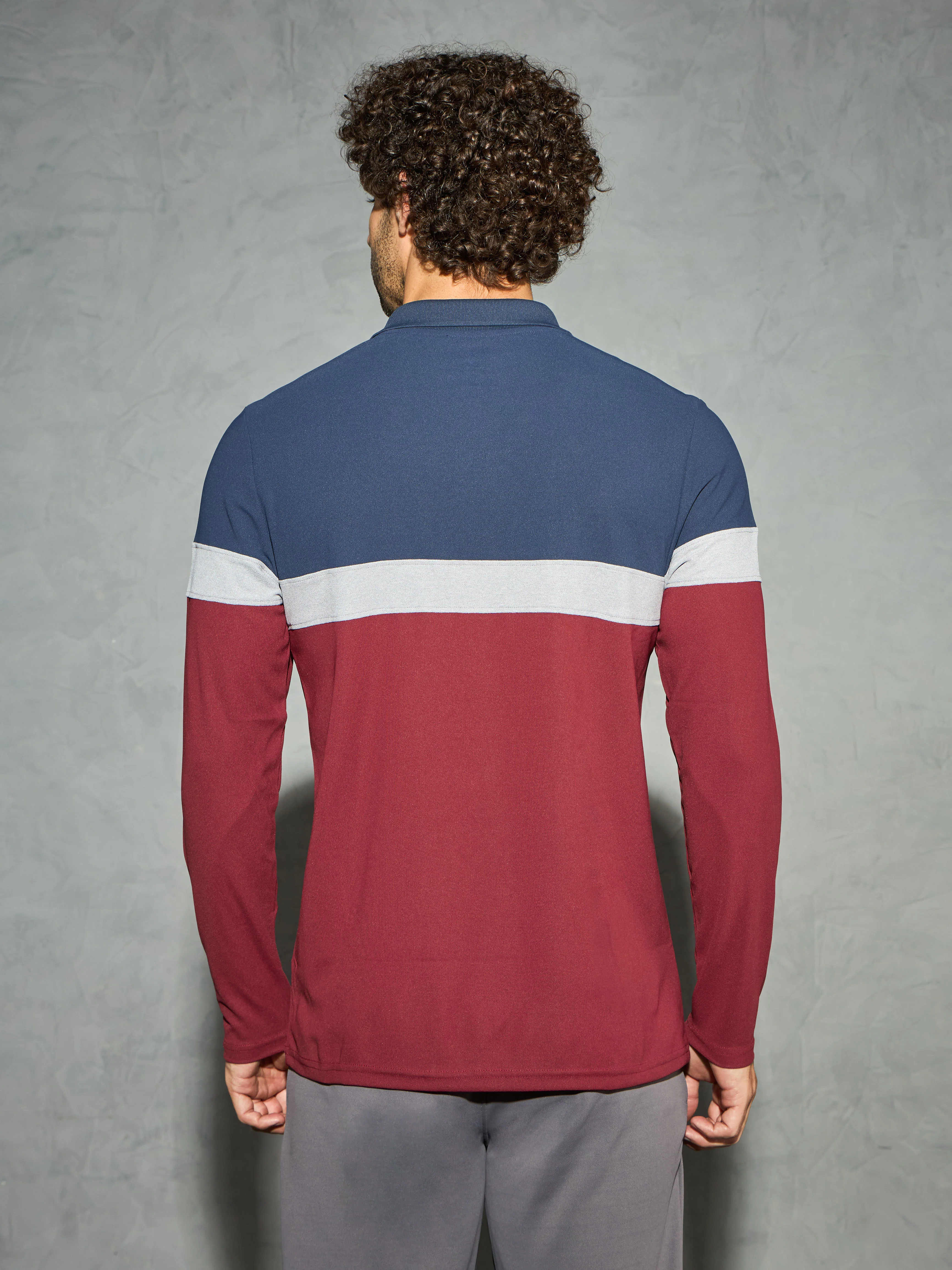 Men Colorblock Slim Fit Polo T-shirt with MATPIQ - Image 3