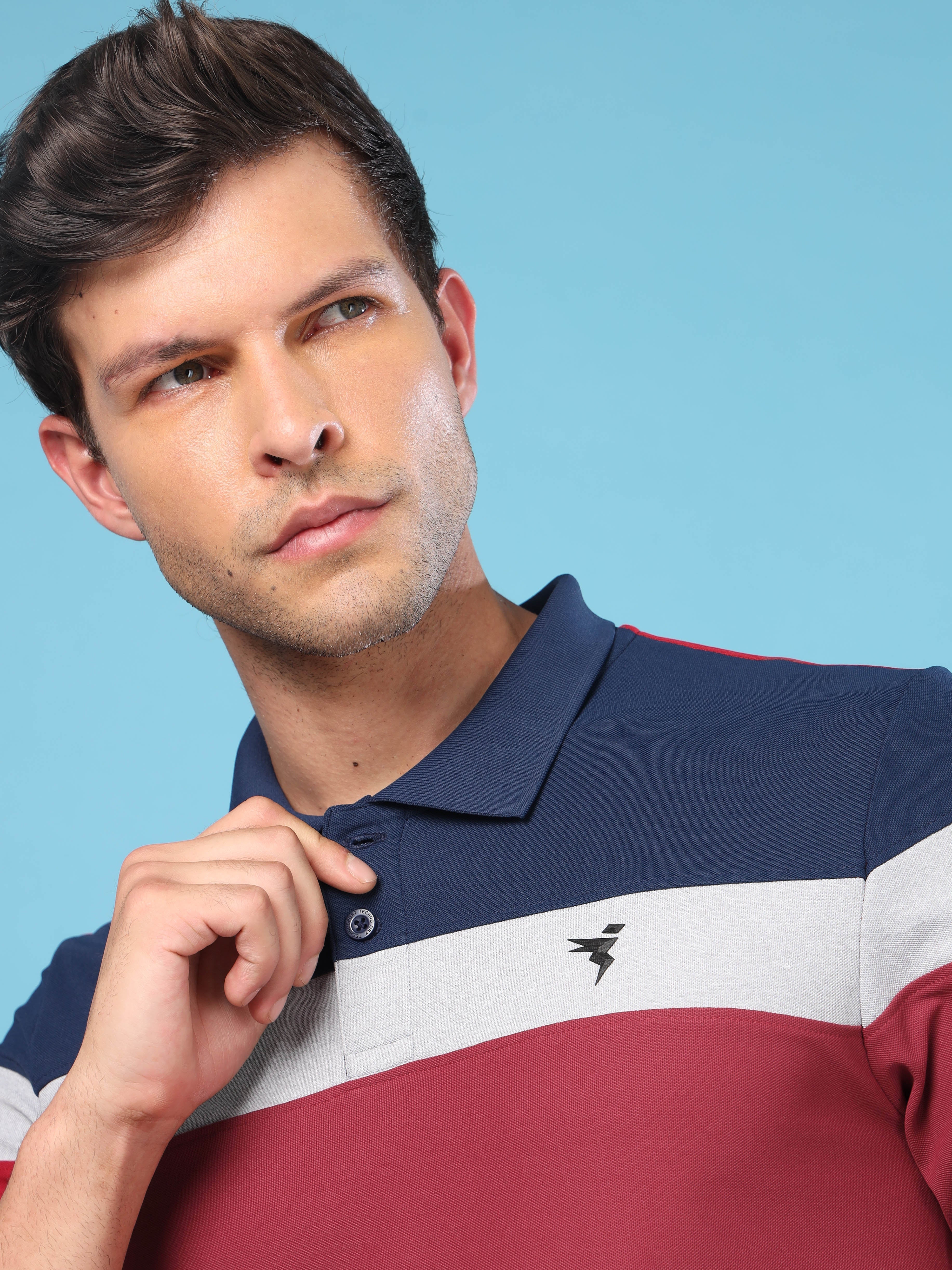 Men Colorblock Slim Fit Polo T-shirt with MATPIQ - Image 5