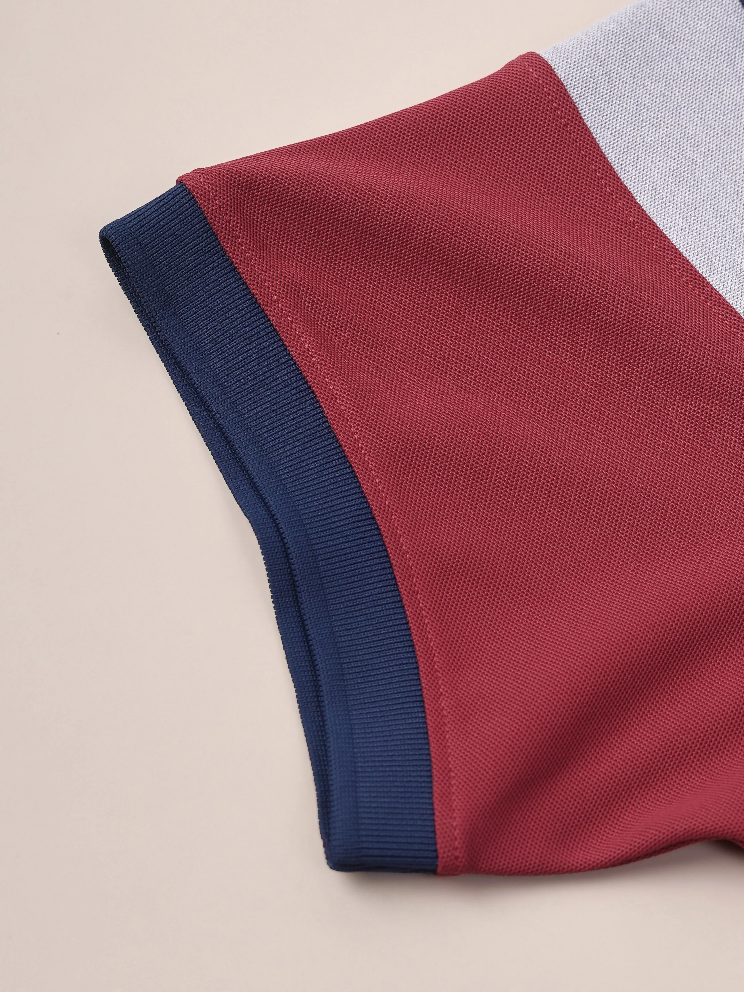 Men Colorblock Slim Fit Polo T-shirt with MATPIQ - Image 7