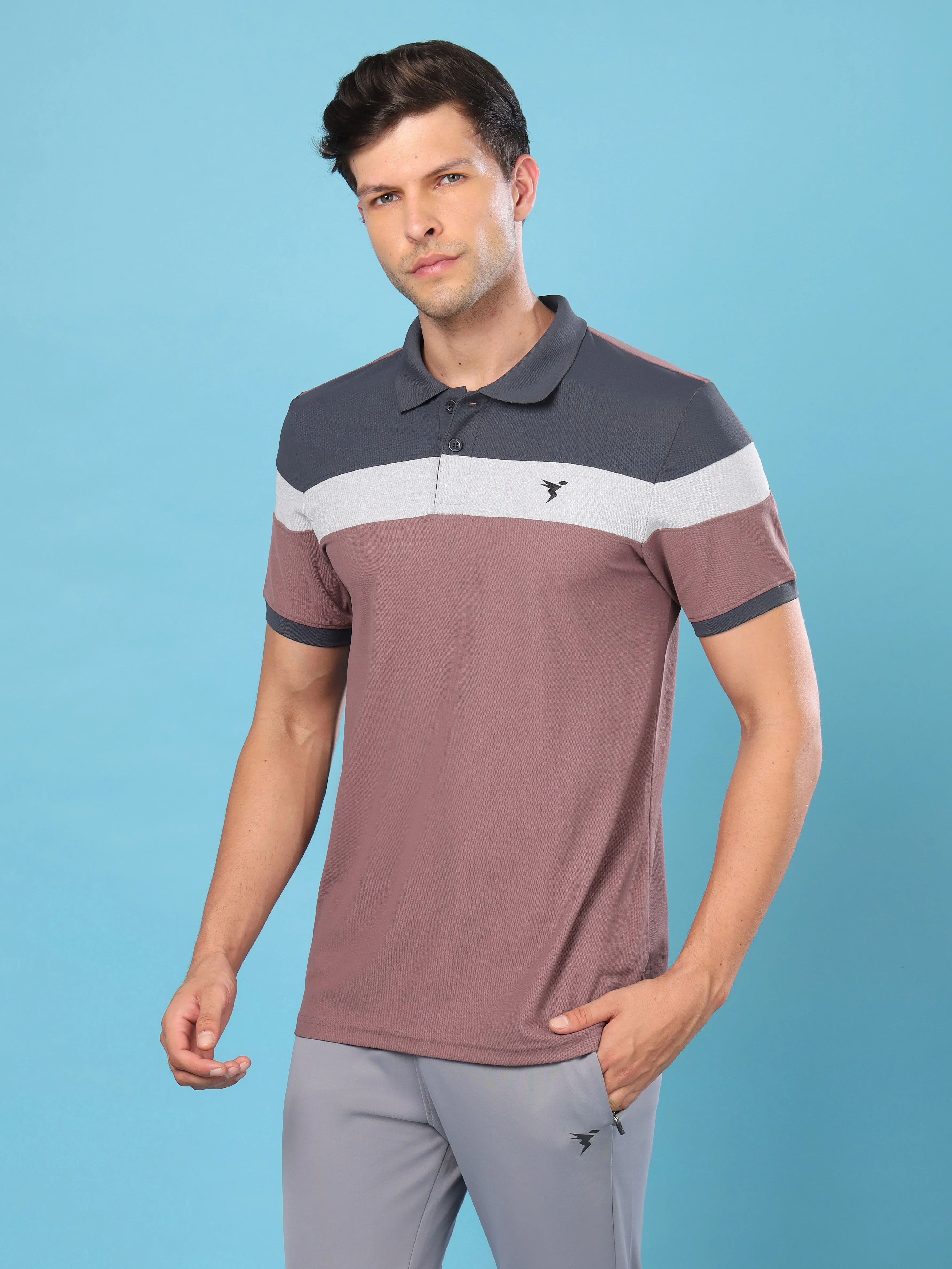 Men Colorblock Slim Fit Polo T-shirt with MATPIQ - Image 3