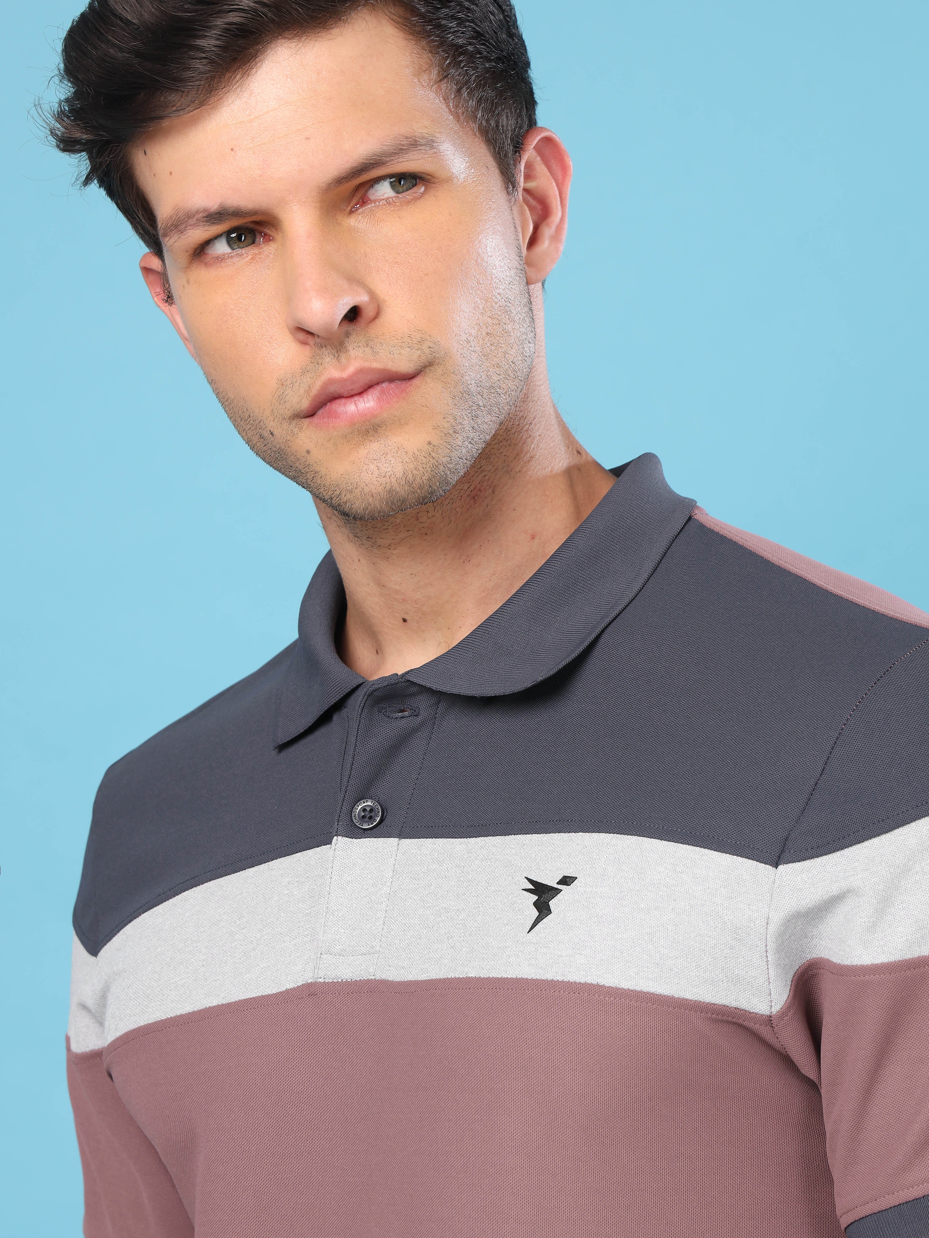 Men Colorblock Slim Fit Polo T-shirt with MATPIQ - Image 5