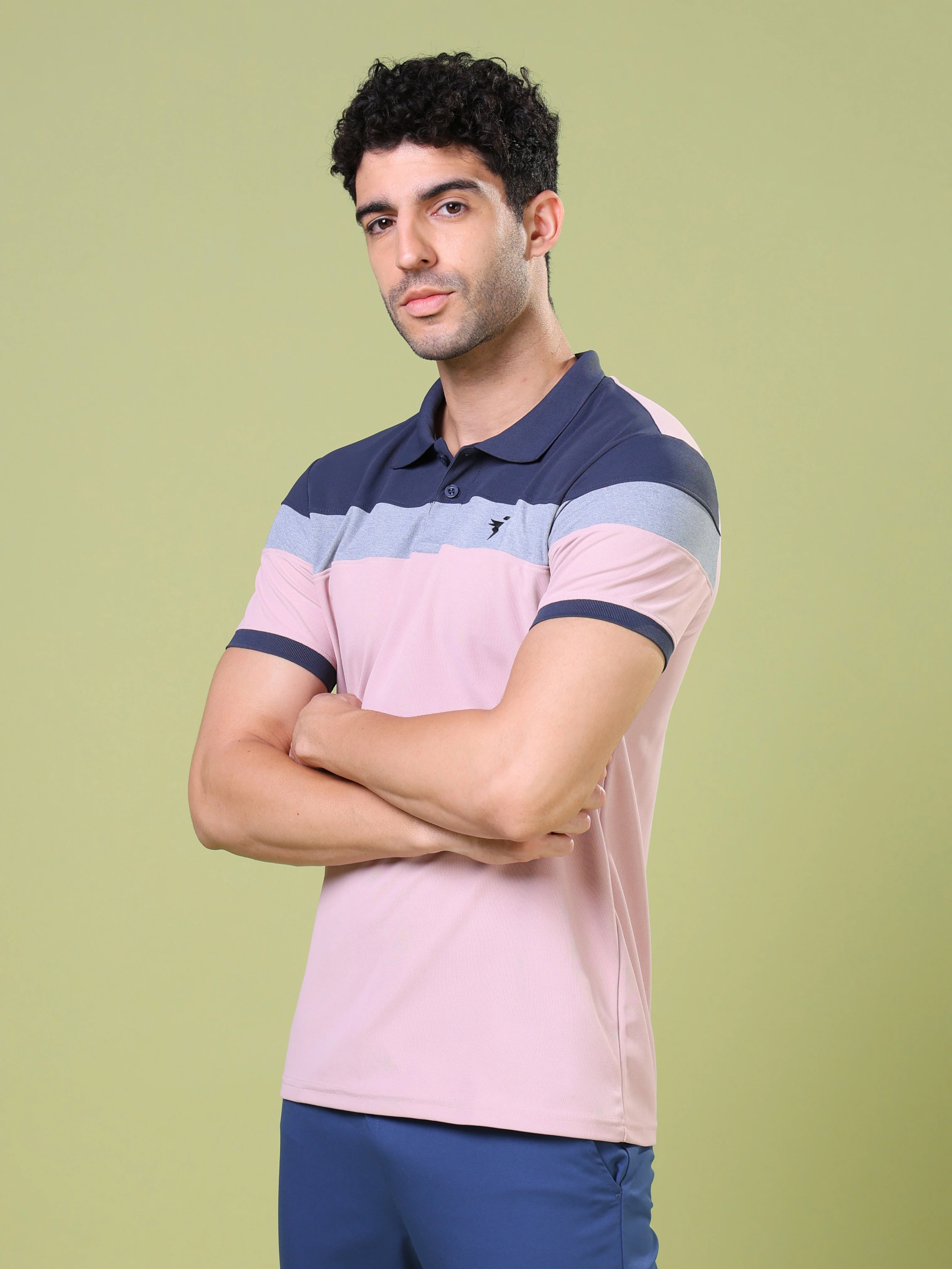 Men Colorblock Slim Fit Polo T-shirt with MATPIQ - Image 5