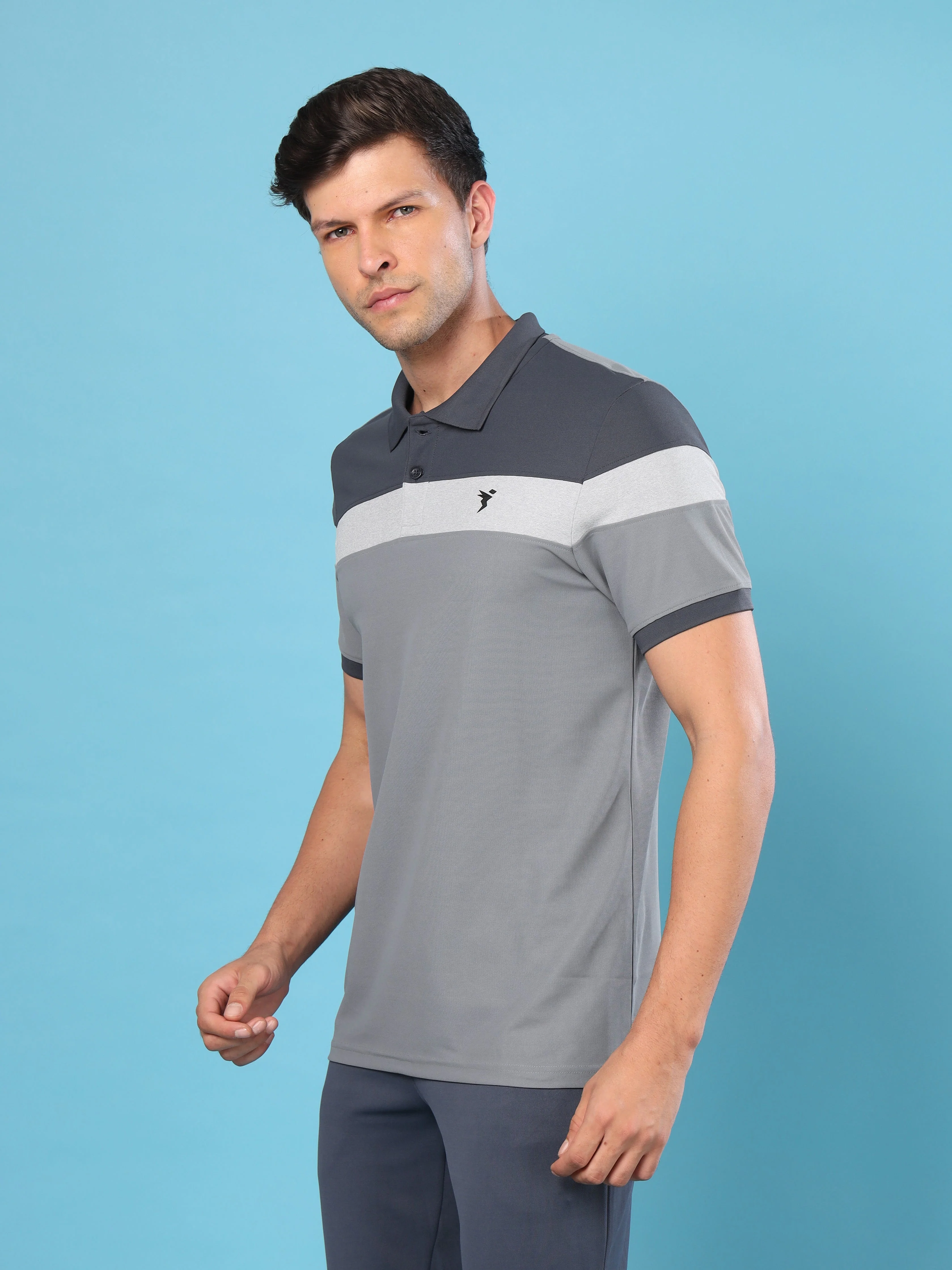 Men Colorblock Slim Fit Polo T-shirt with MATPIQ - Image 3