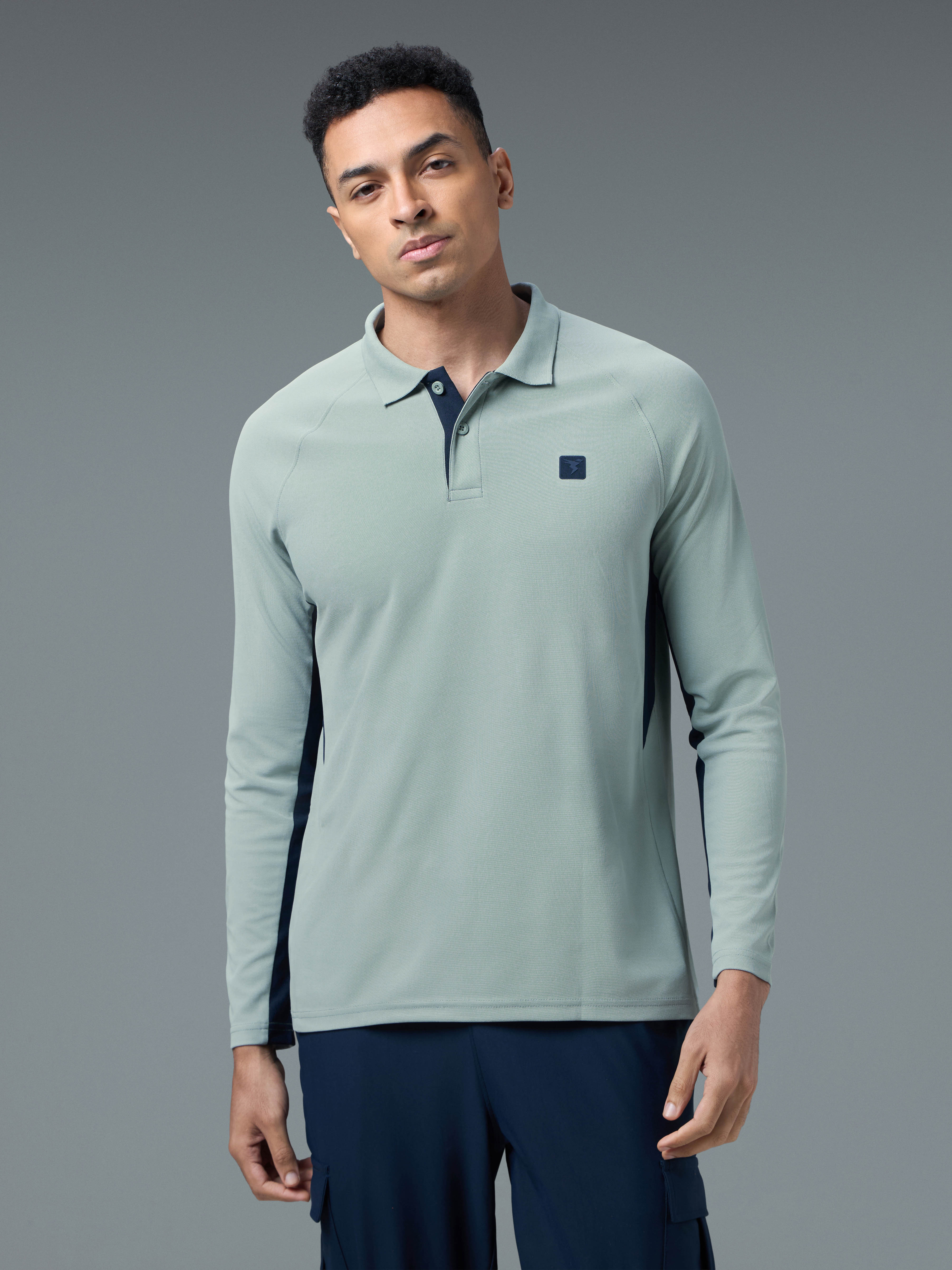 Men Colorblock Slim Fit Polo T-shirt with MATPIQ - Image 2