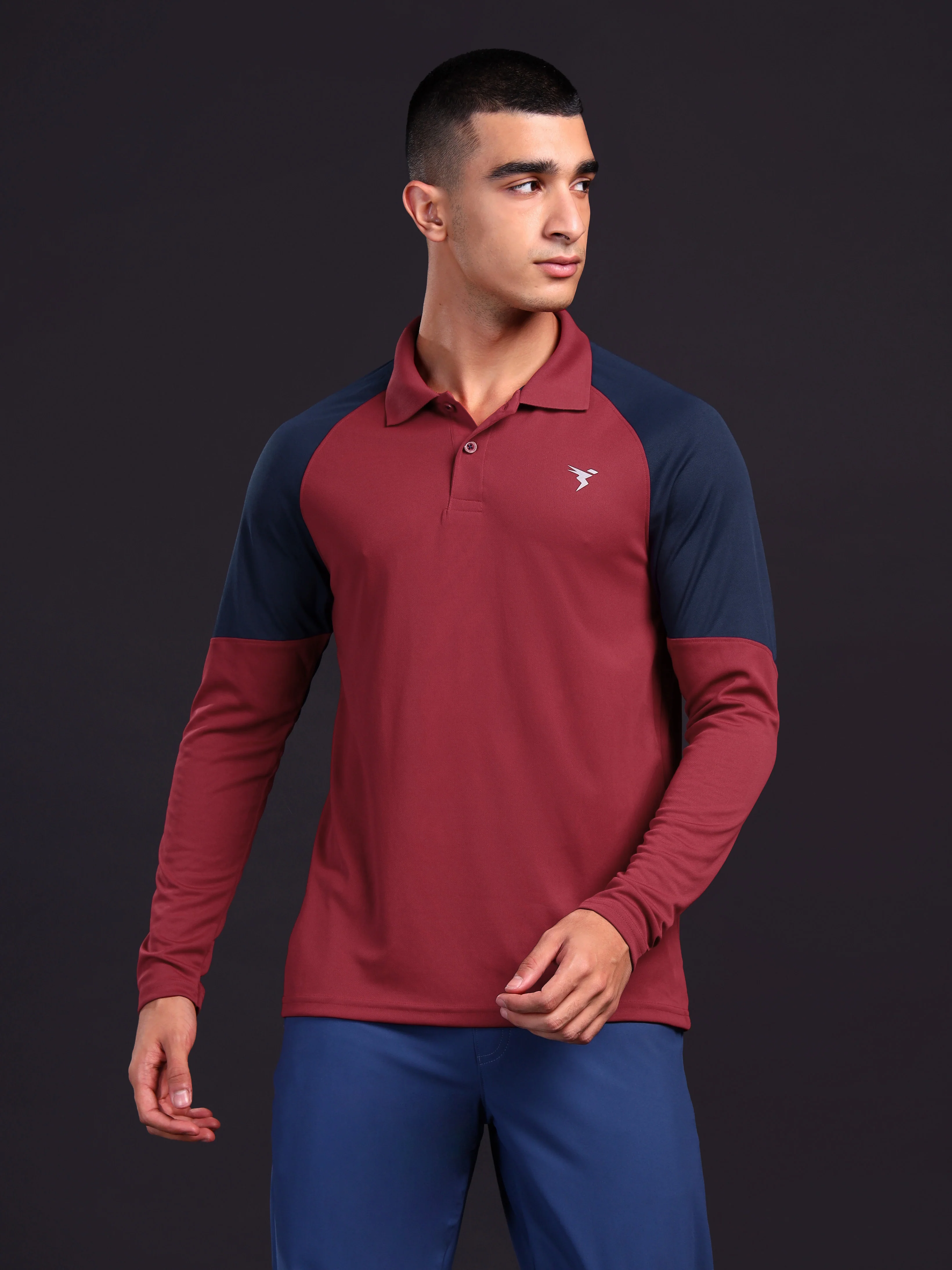 Men Colorblock Slim Fit Polo T-shirt with TECHNO COOL+
