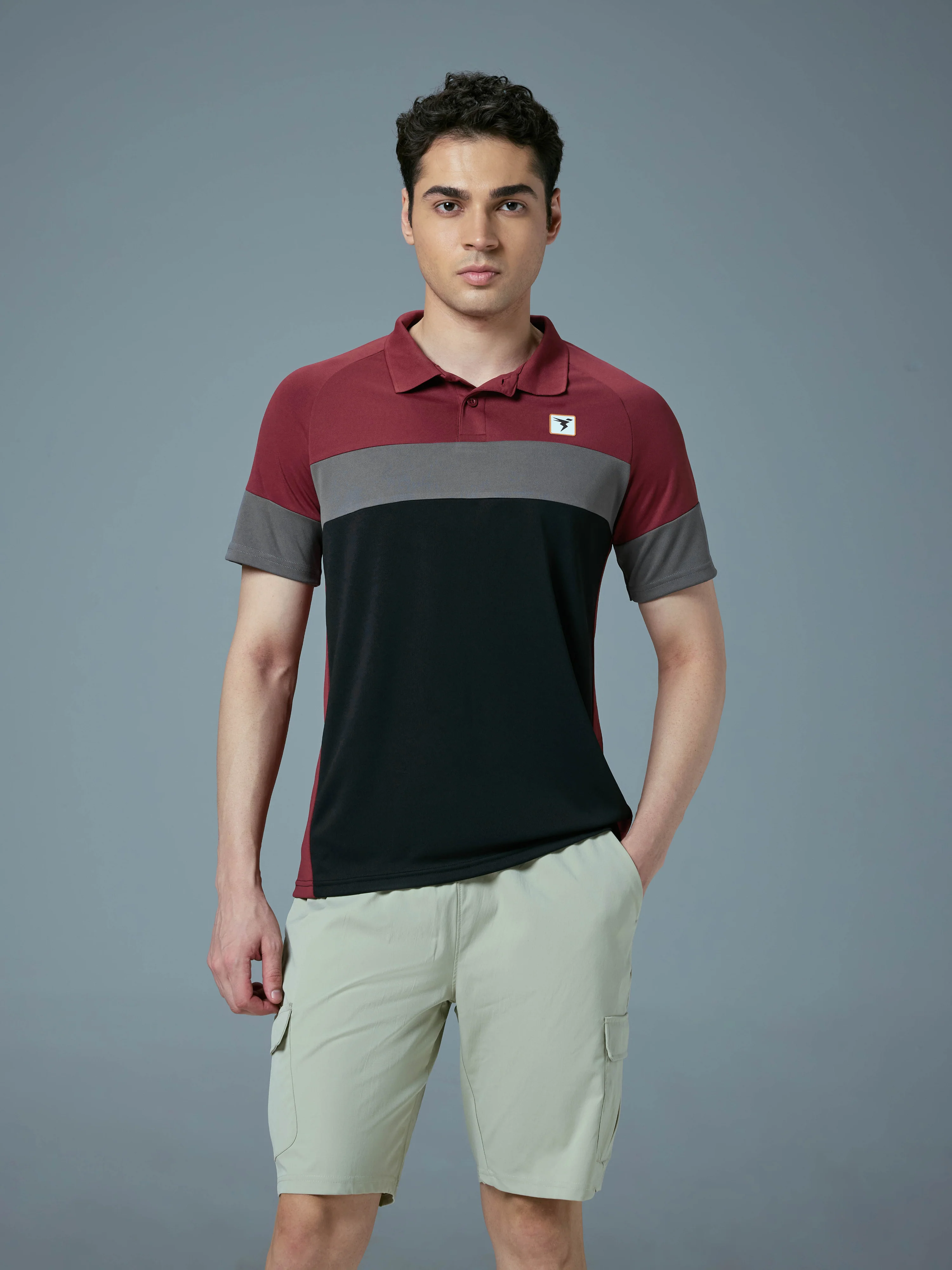 Men Colorblock Slim Fit Polo T-shirt with TECHNO COOL+ - Image 2
