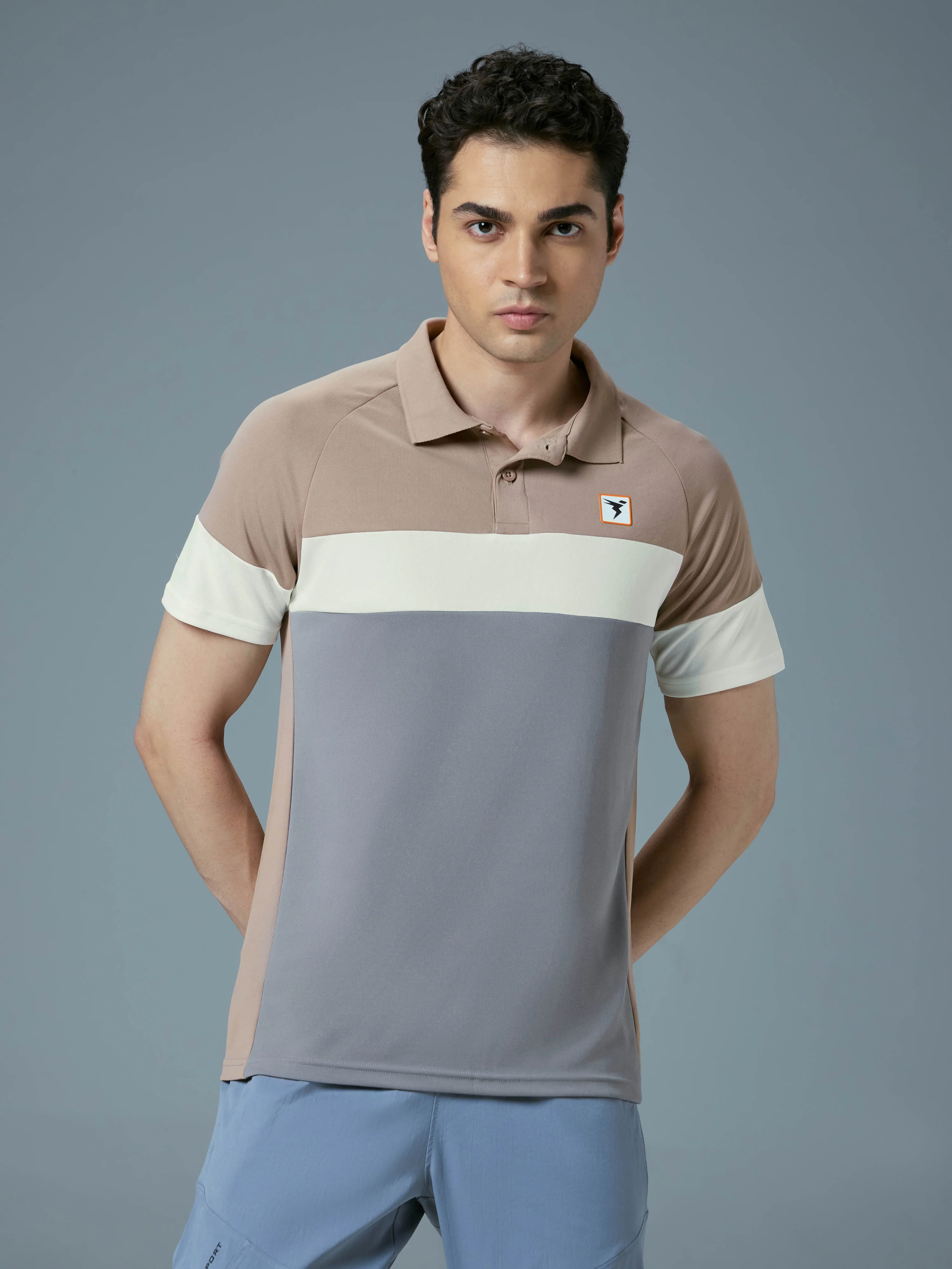 Men Colorblock Slim Fit Polo T-shirt with TECHNO COOL+ - Image 2