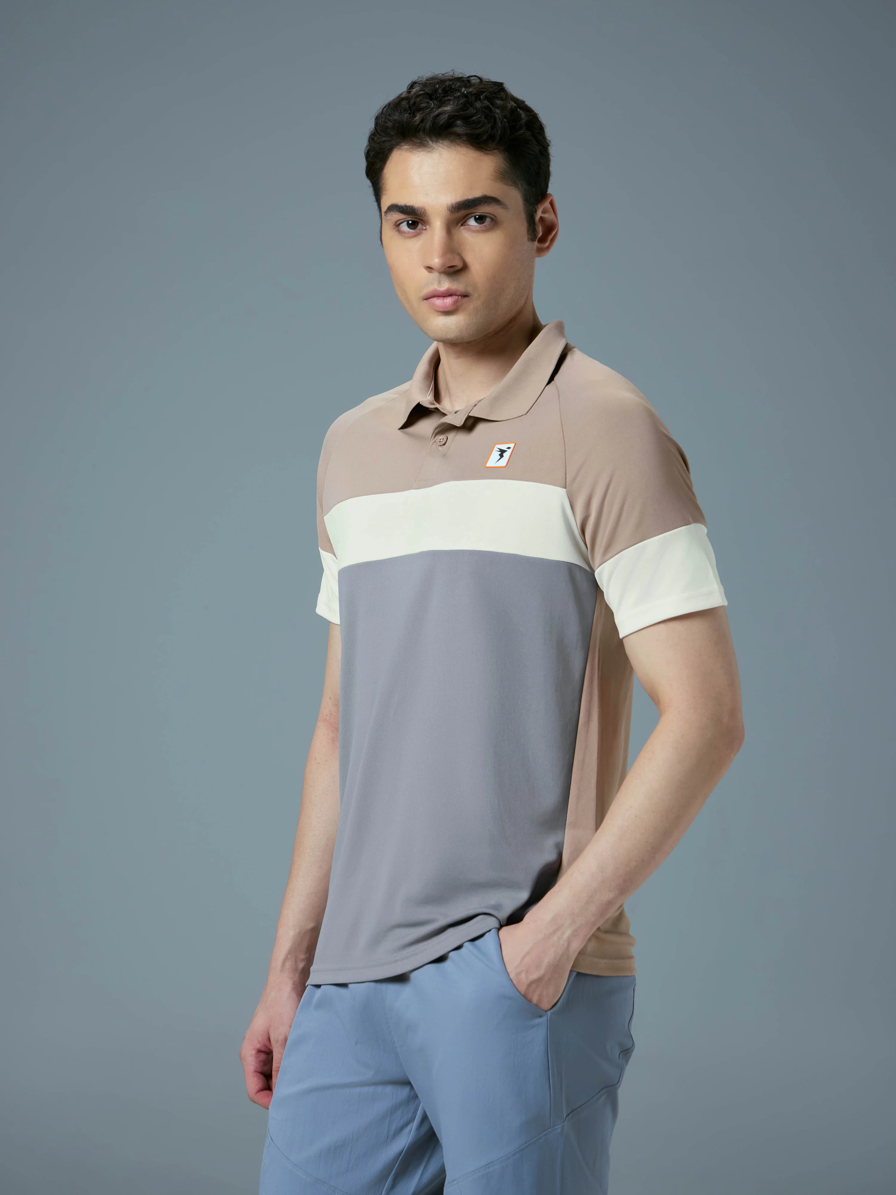 Men Colorblock Slim Fit Polo T-shirt with TECHNO COOL+ - Image 4
