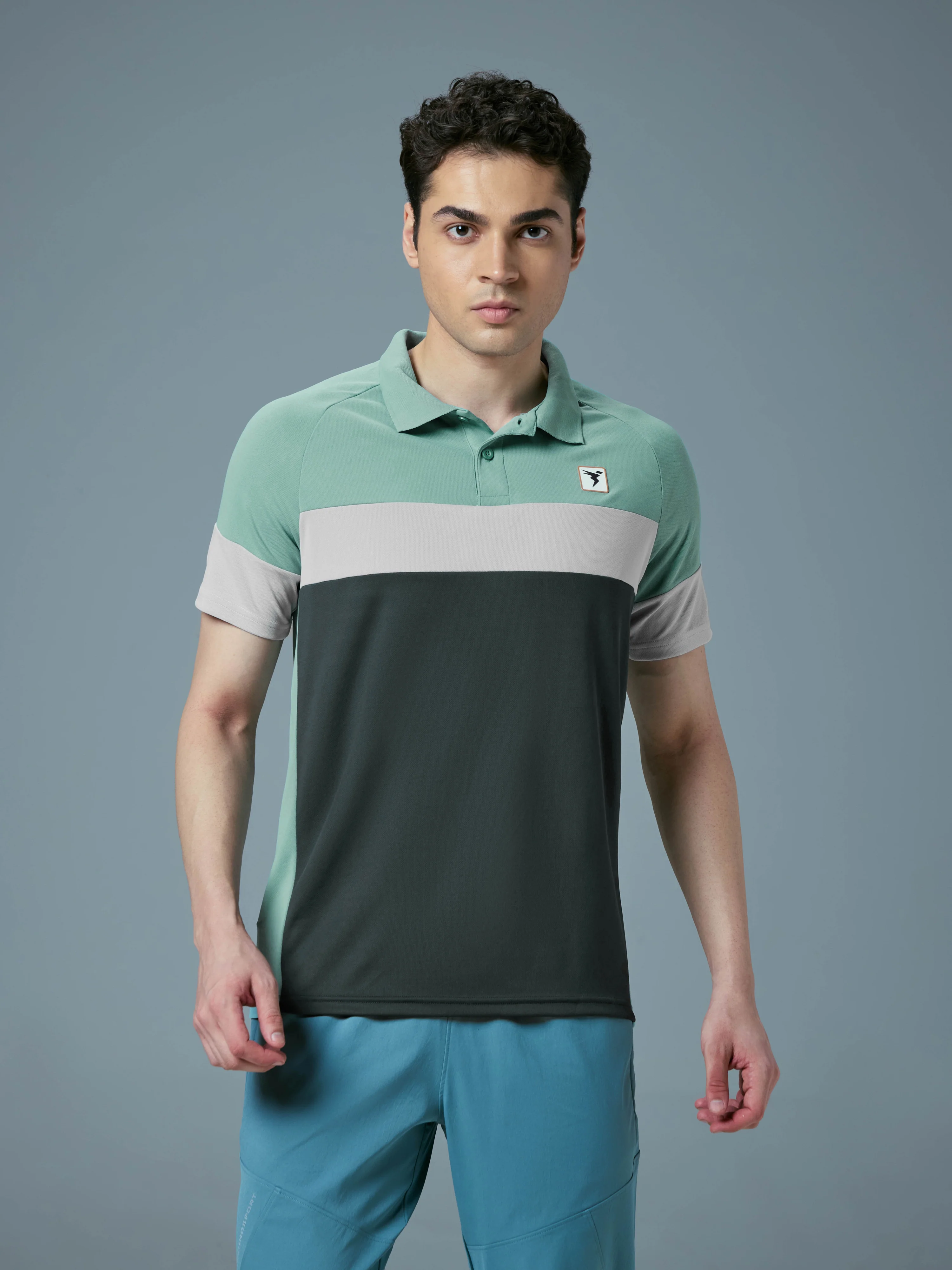 Men Colorblock Slim Fit Polo T-shirt with TECHNO COOL+ - Image 2