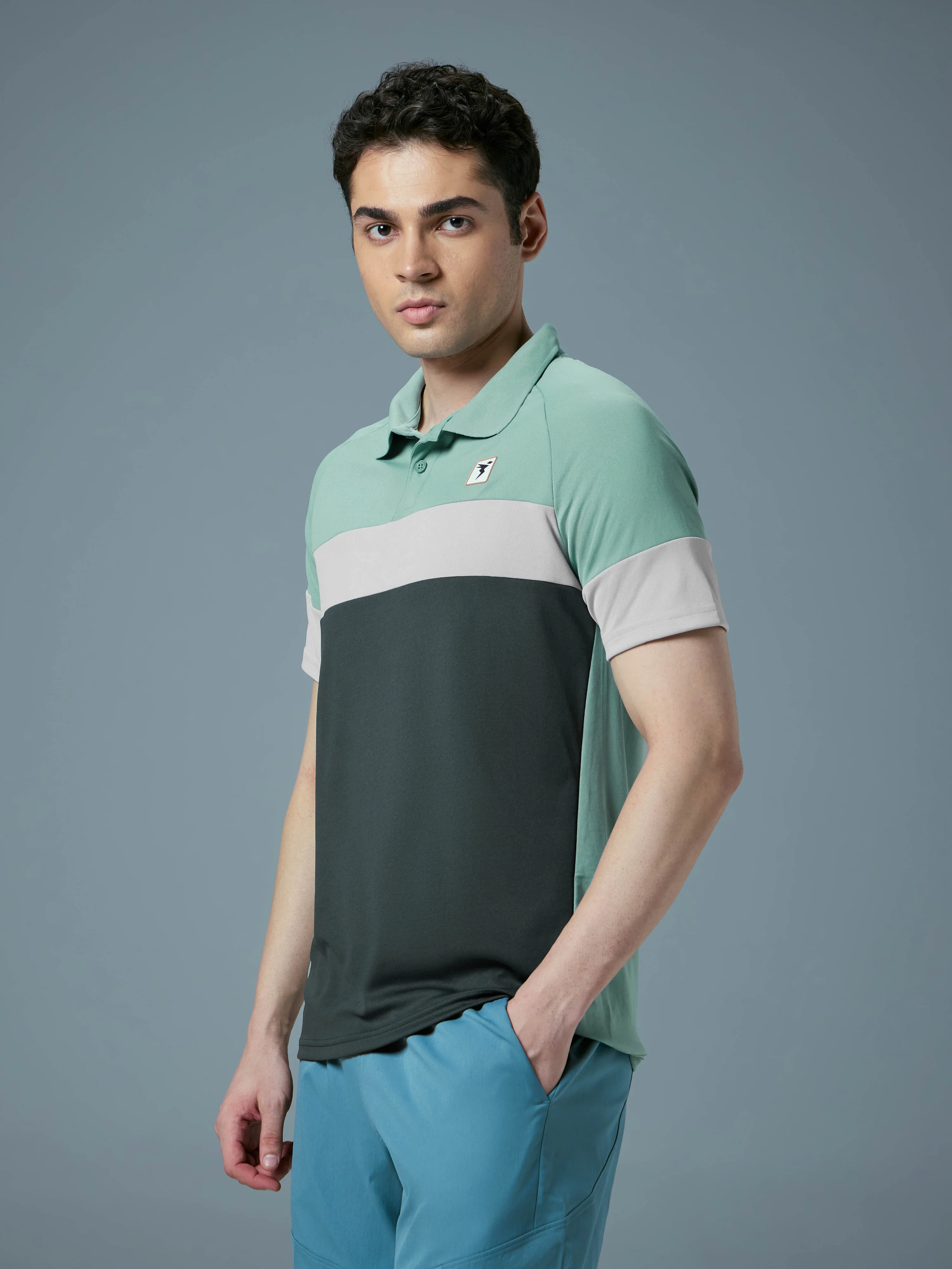 Men Colorblock Slim Fit Polo T-shirt with TECHNO COOL+ - Image 4