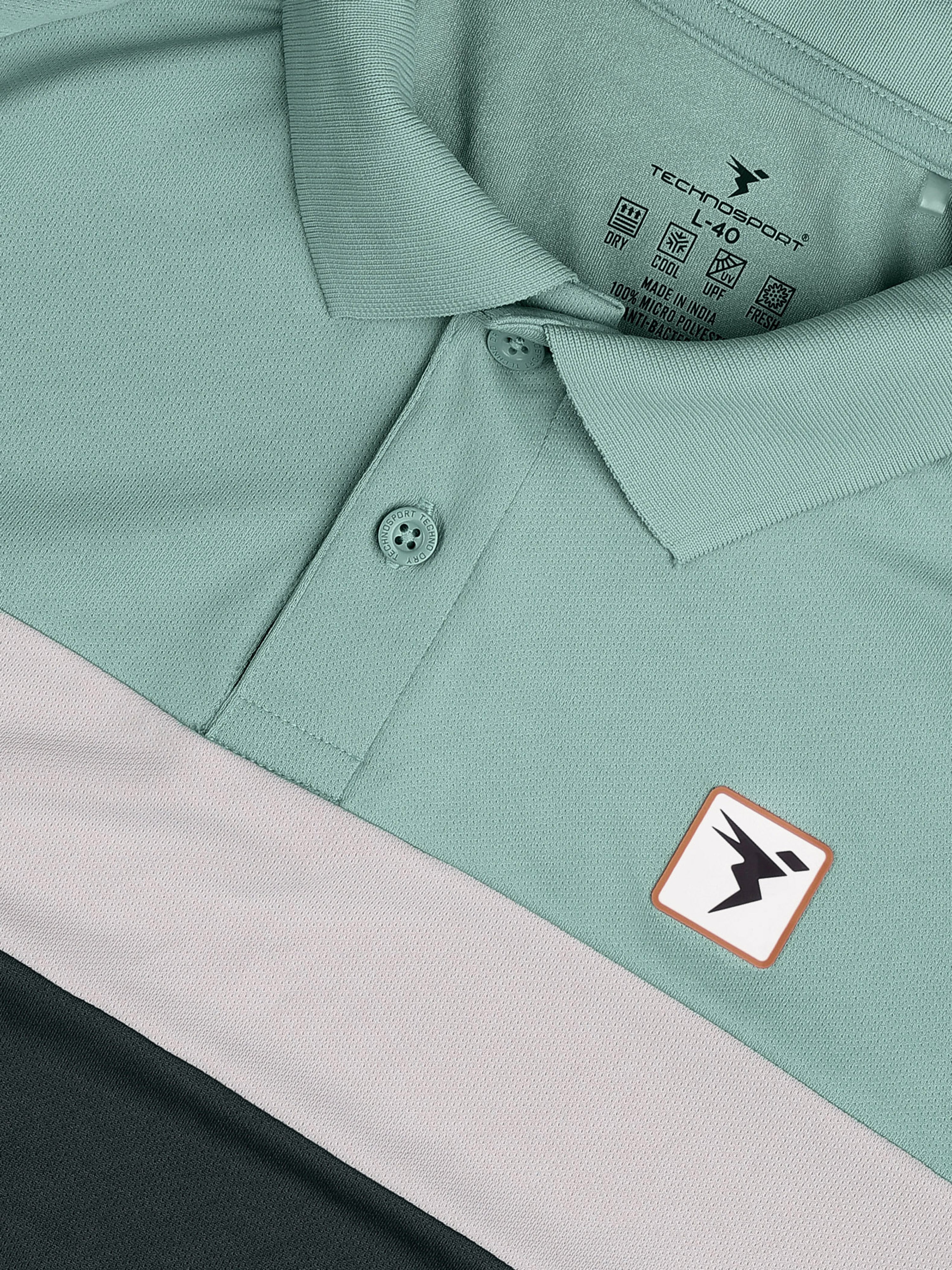 Men Colorblock Slim Fit Polo T-shirt with TECHNO COOL+ - Image 7