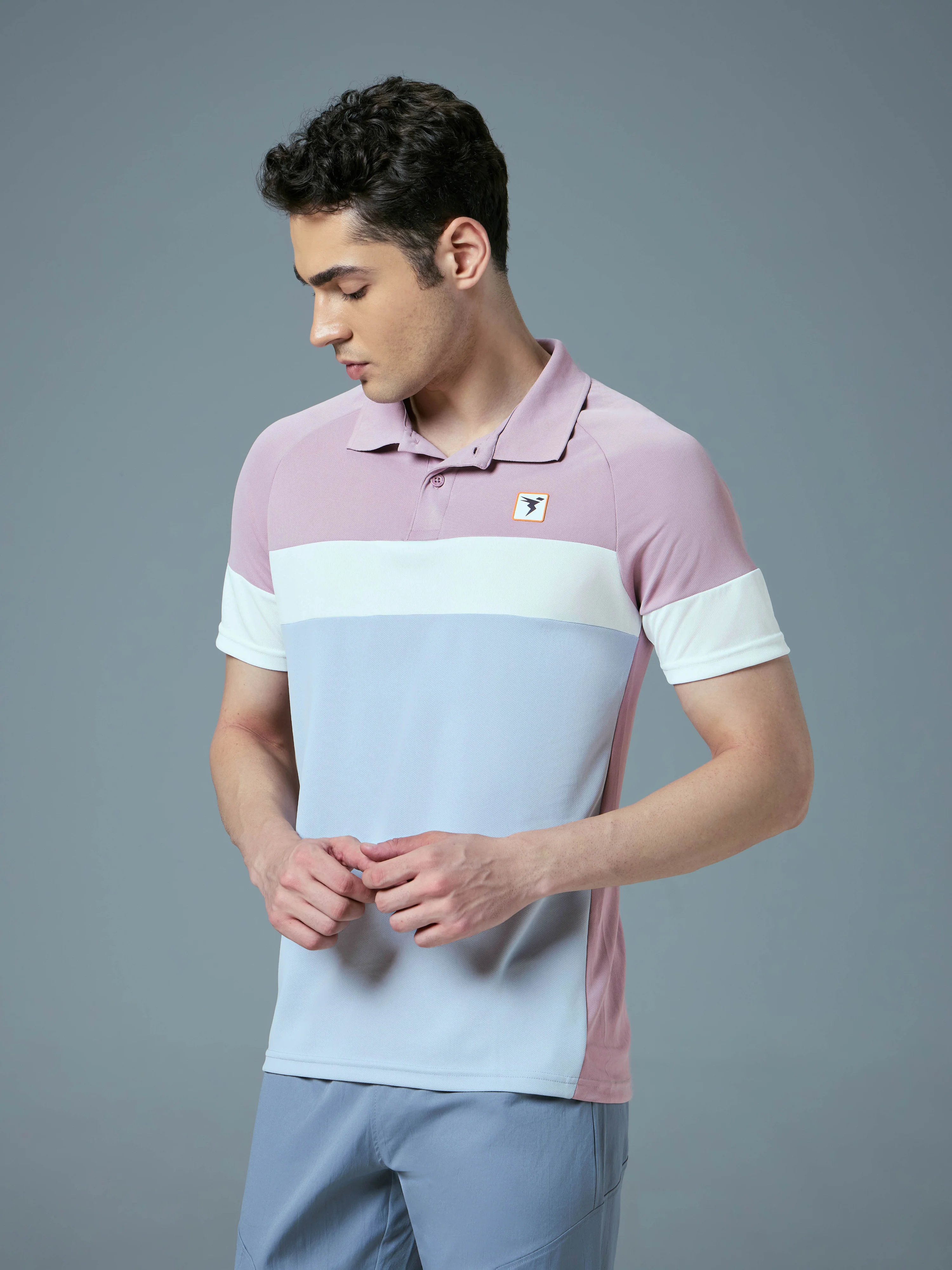 Men Colorblock Slim Fit Polo T-shirt with TECHNO COOL+ - Image 4