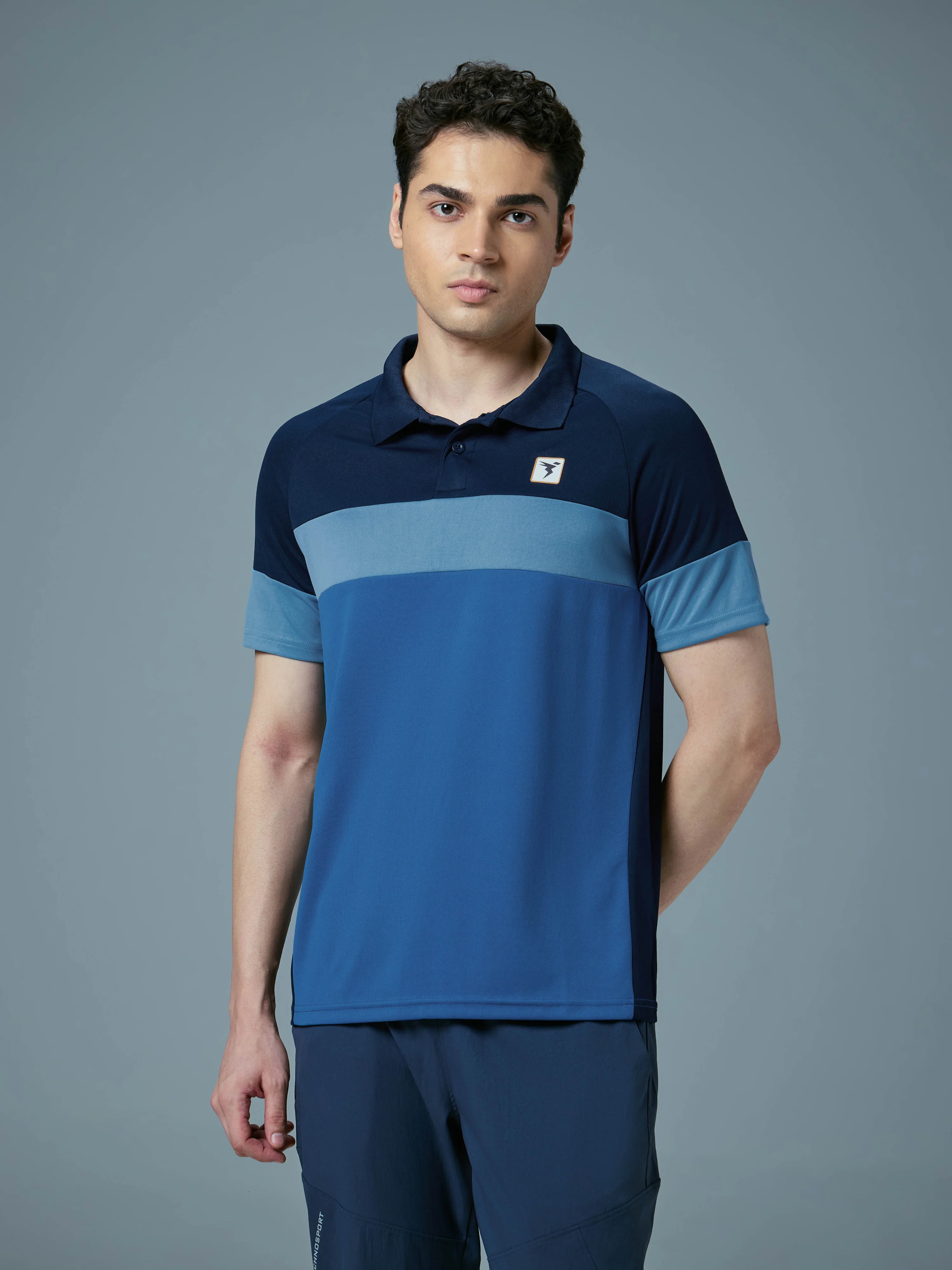 Men Colorblock Slim Fit Polo T-shirt with TECHNO COOL+ - Image 2