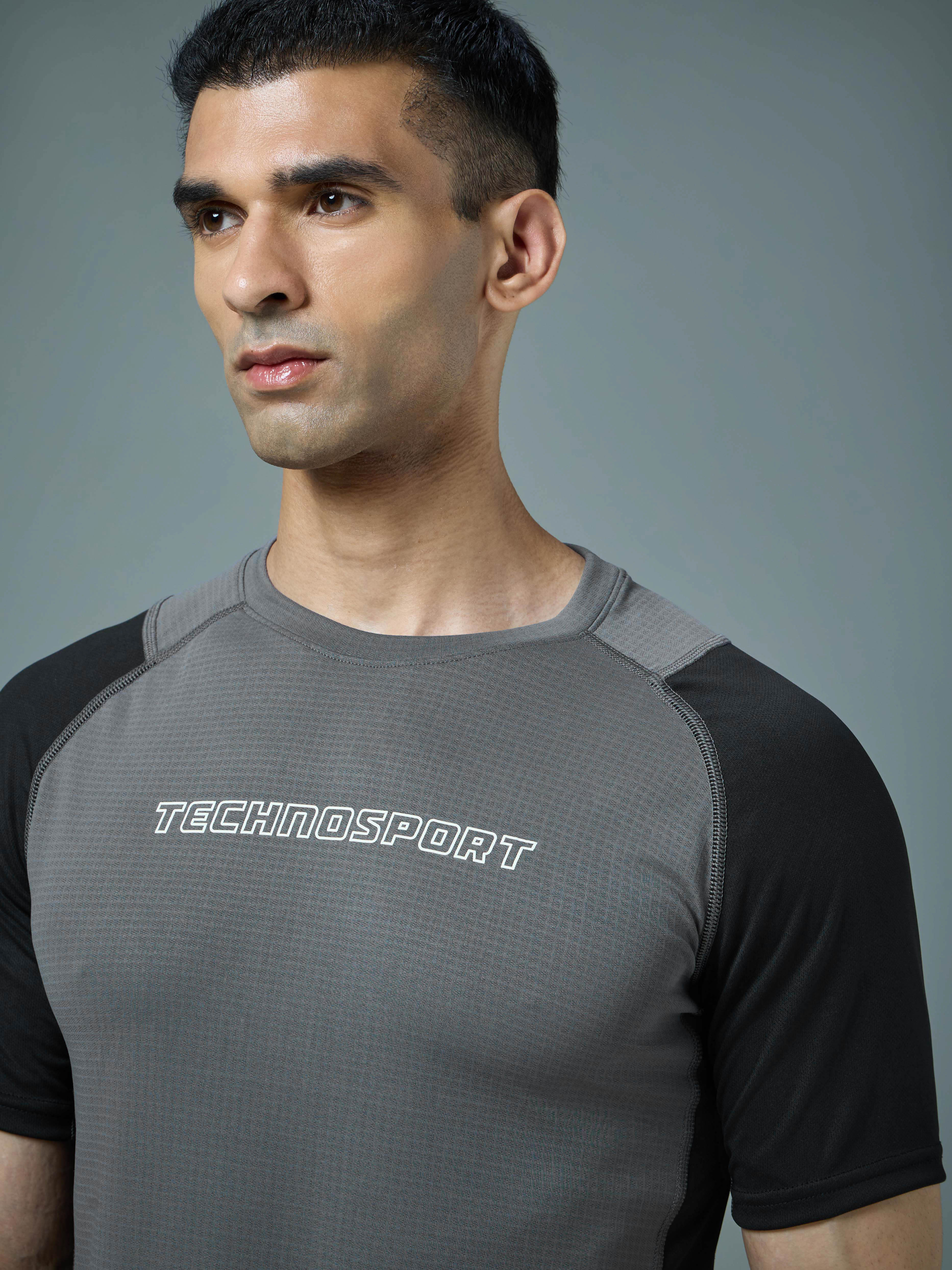 Men Colorblock Slim Fit Round Neck Sports T-shirt with TECHNOCOOL+ - Image 6