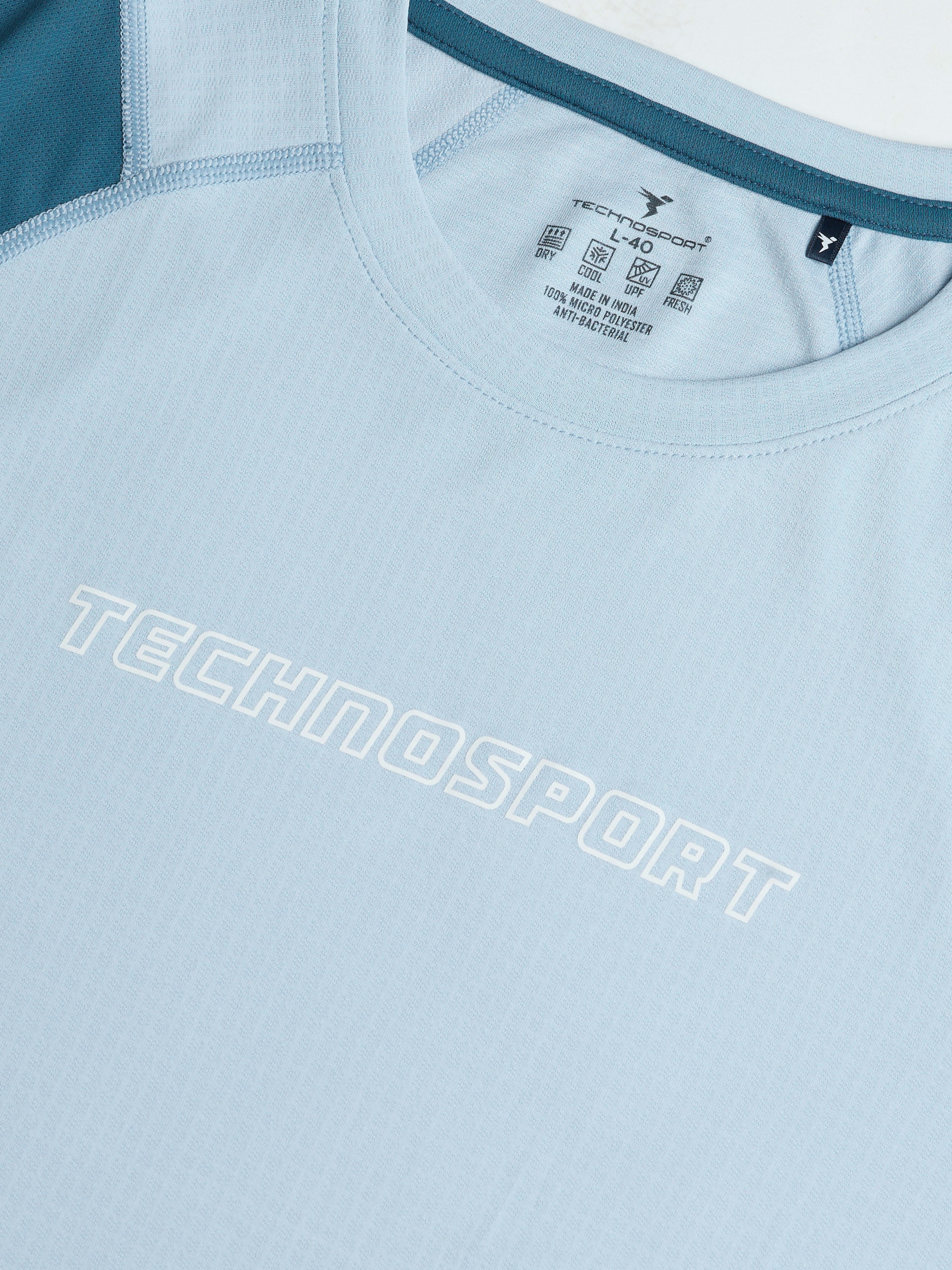 Men Colorblock Slim Fit Round Neck Sports T-shirt with TECHNOCOOL+ - Image 8