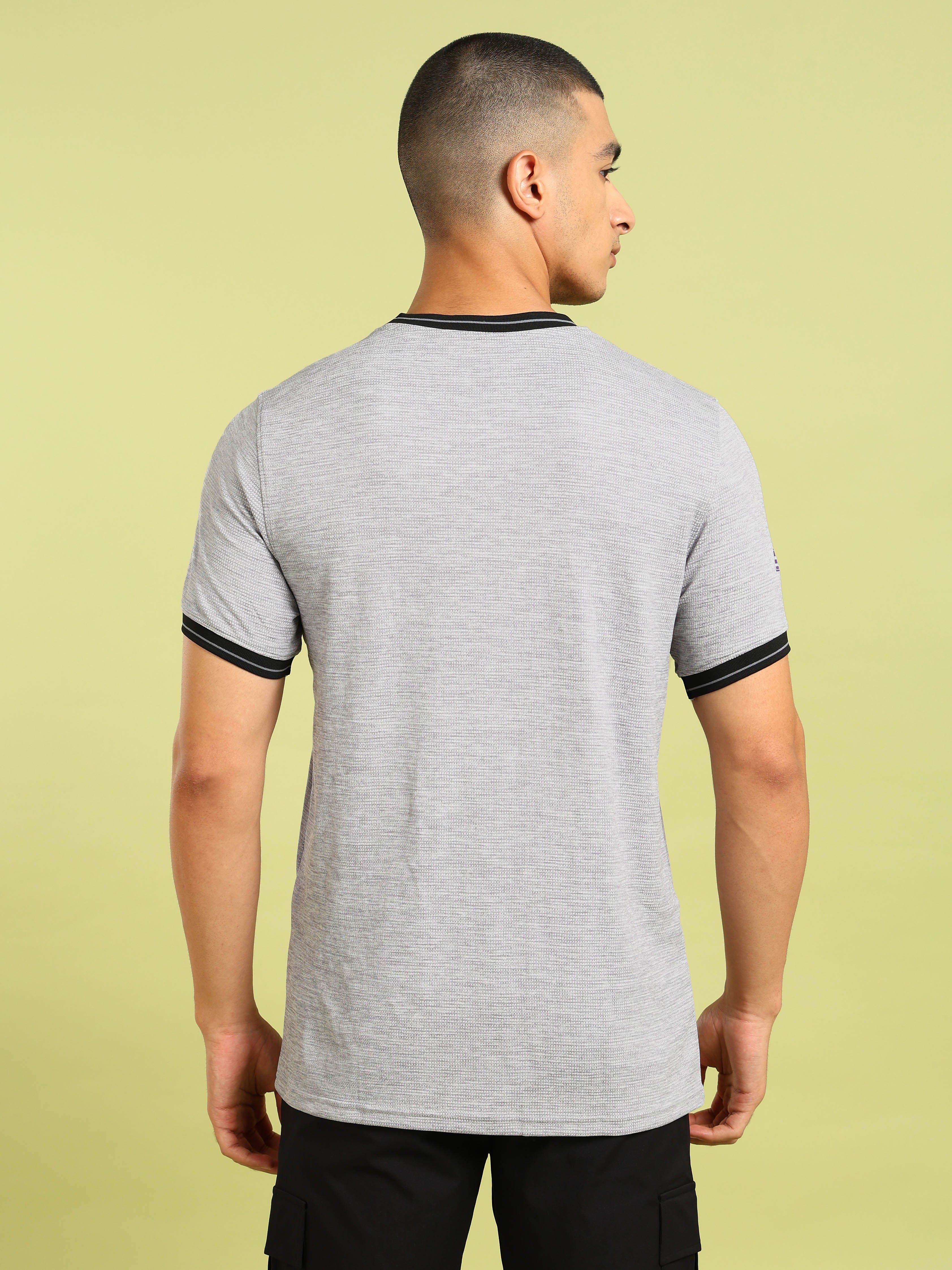 Men Cubic Melange Slim Fit Round Neck Sports T-shirt with DOUBLE COOL - Image 3