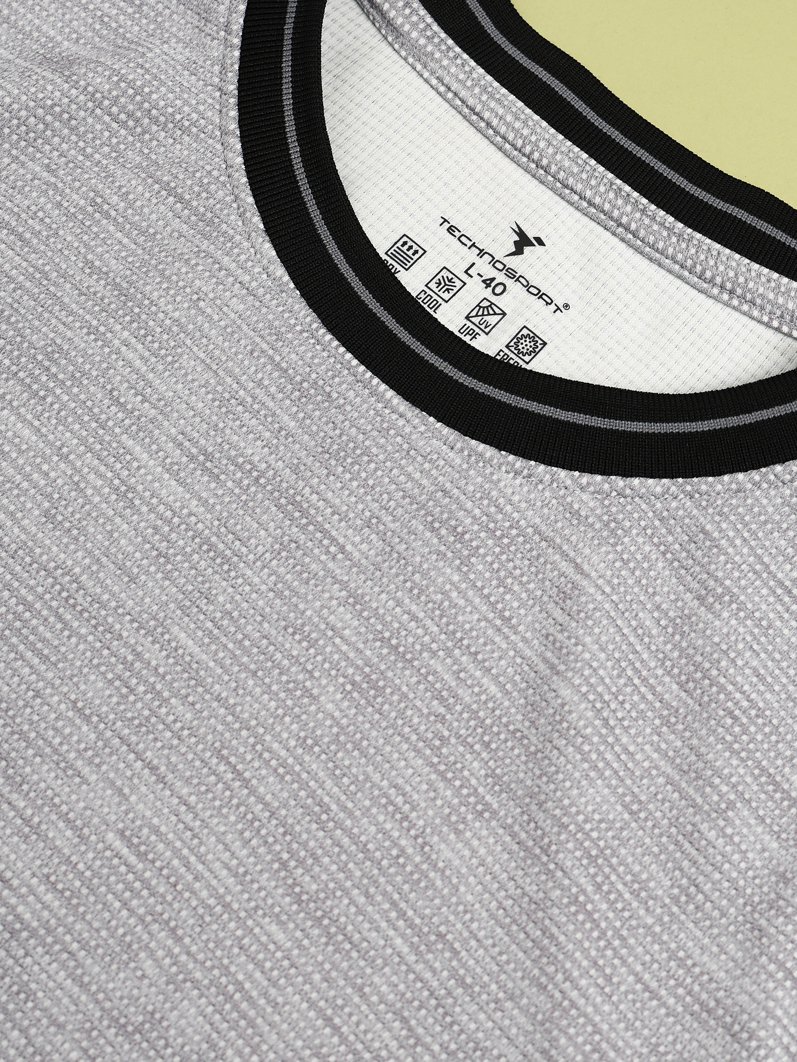 Men Cubic Melange Slim Fit Round Neck Sports T-shirt with DOUBLE COOL - Image 7