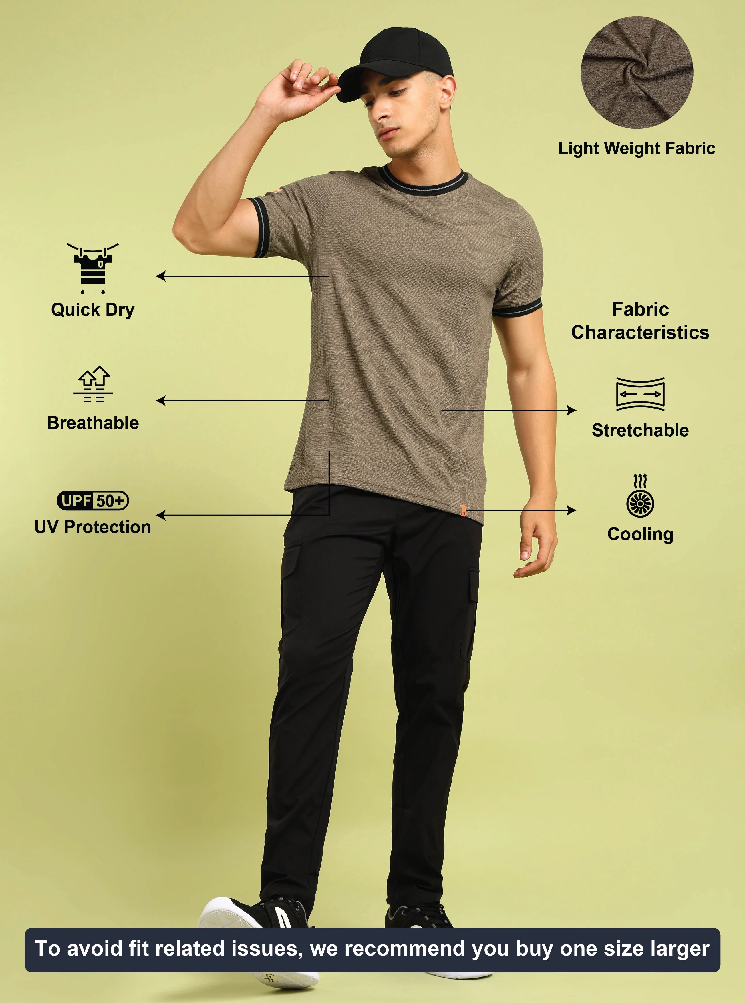 Men Cubic Melange Slim Fit Round Neck Sports T-shirt with DOUBLE COOL - Image 4