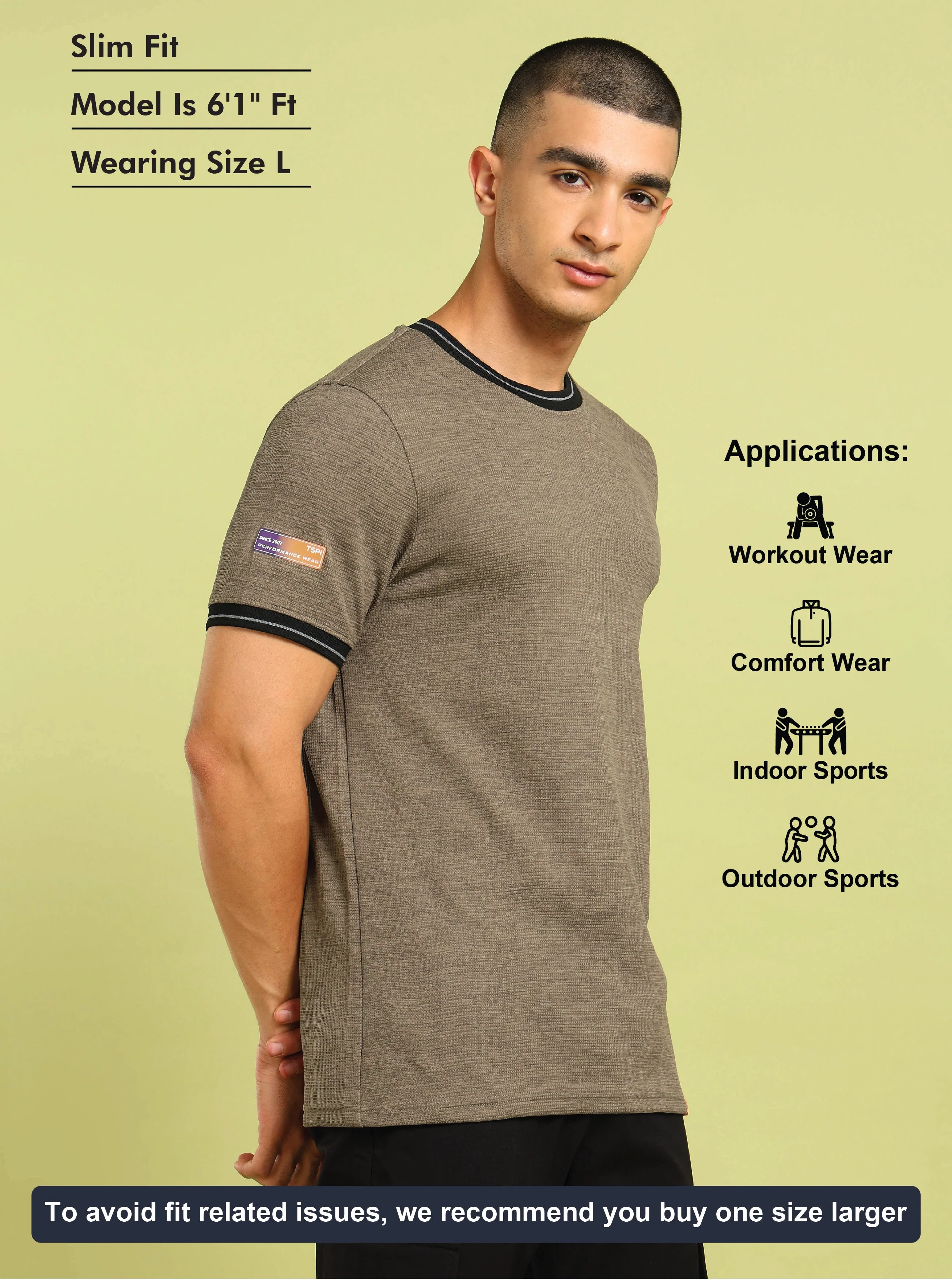 Men Cubic Melange Slim Fit Round Neck Sports T-shirt with DOUBLE COOL - Image 5