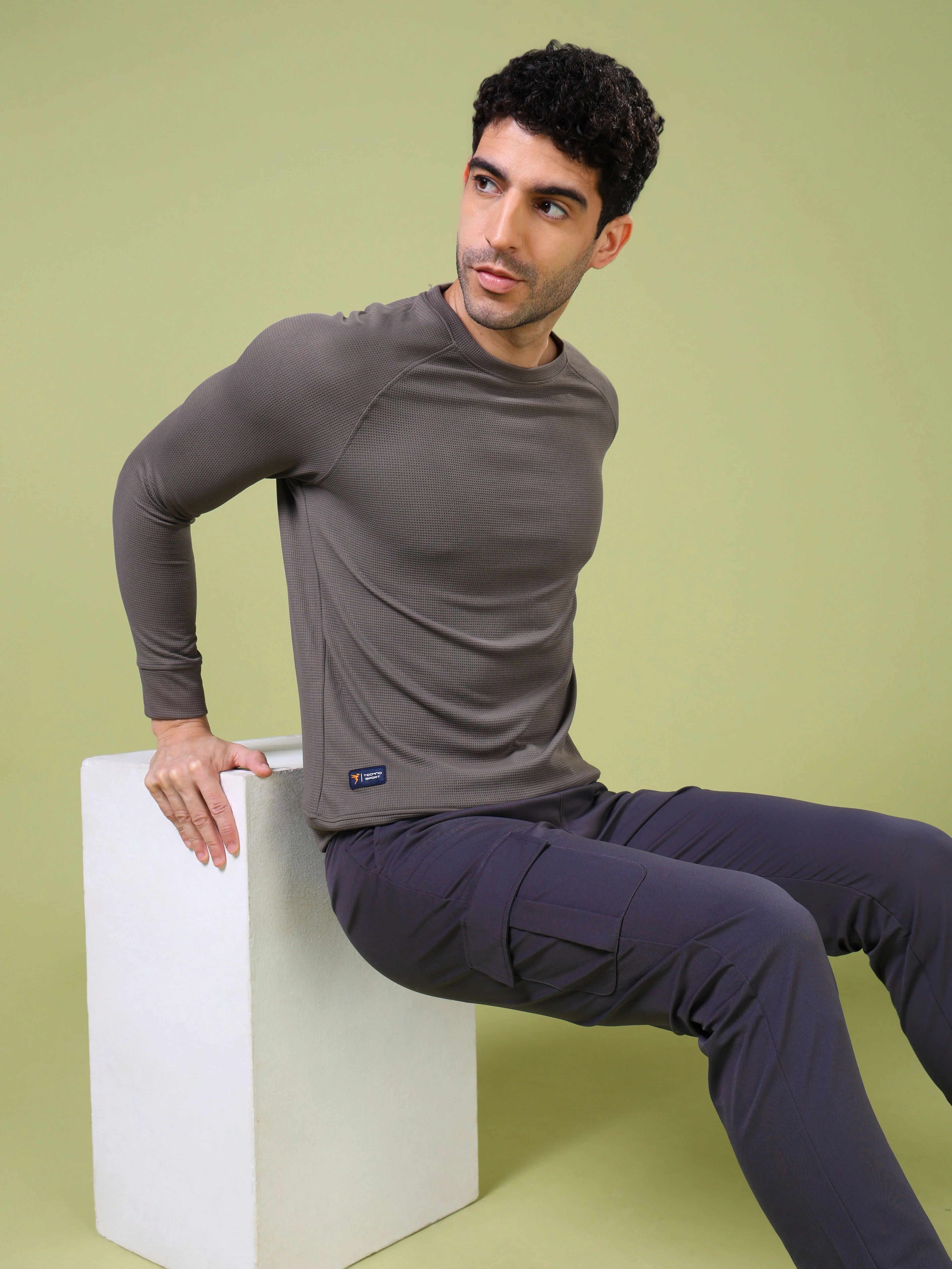 Men Cubic Melange Slim Fit Round Neck T-shirt with TECHNOCOOL+ - Image 5