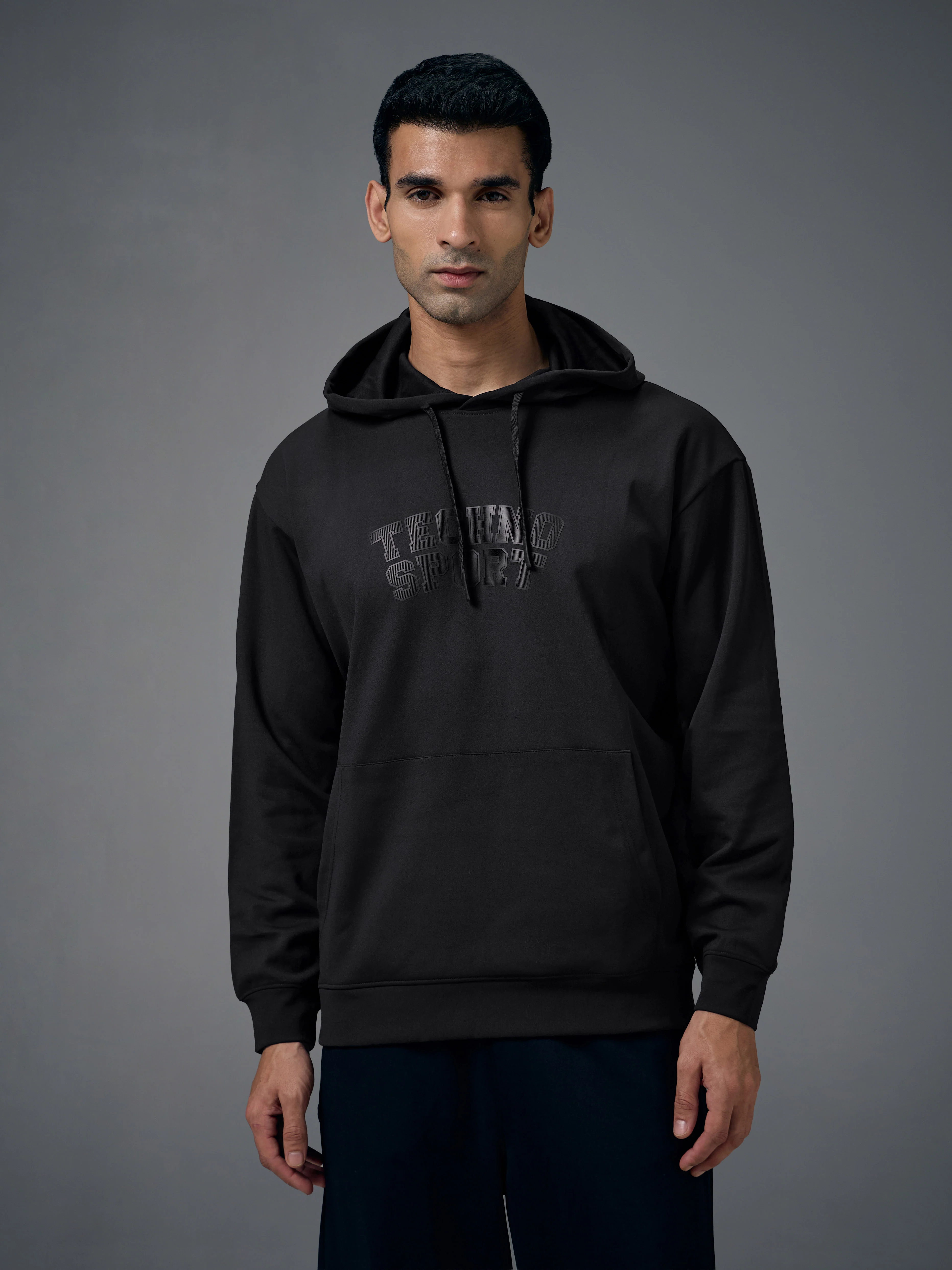 Men Hooded Slim Fit Printed Sweatshirt with ELASTOPLUS - Image 3