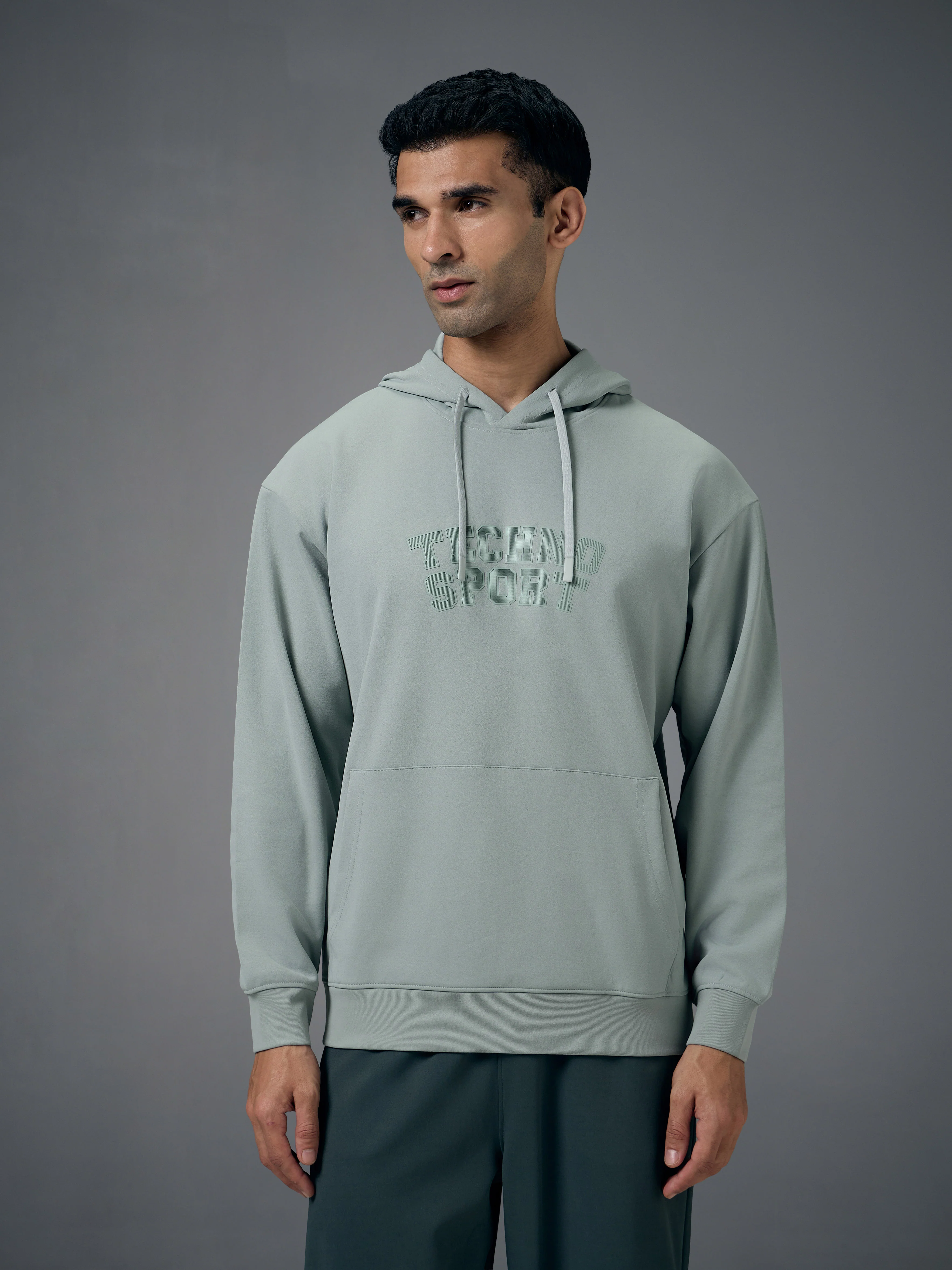 Men Hooded Slim Fit Printed Sweatshirt with ELASTOPLUS - Image 2