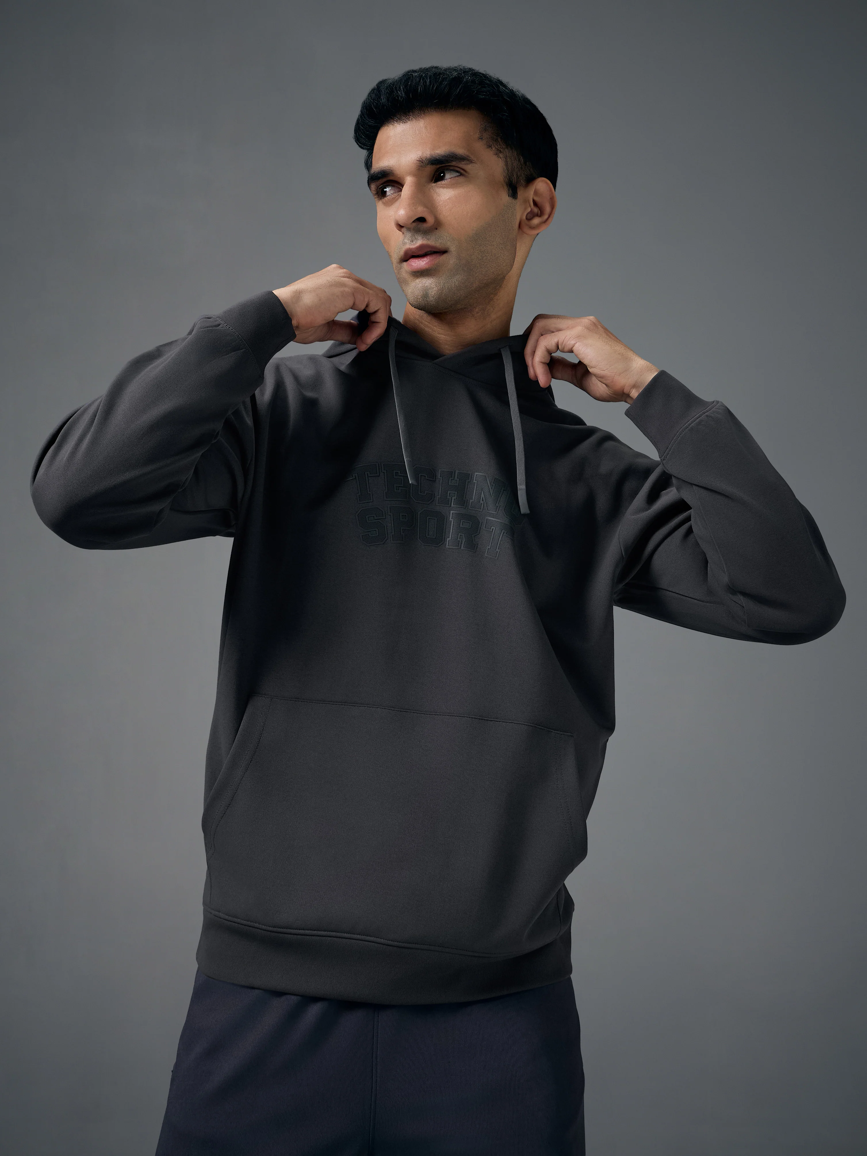 Men Hooded Slim Fit Printed Sweatshirt with ELASTOPLUS