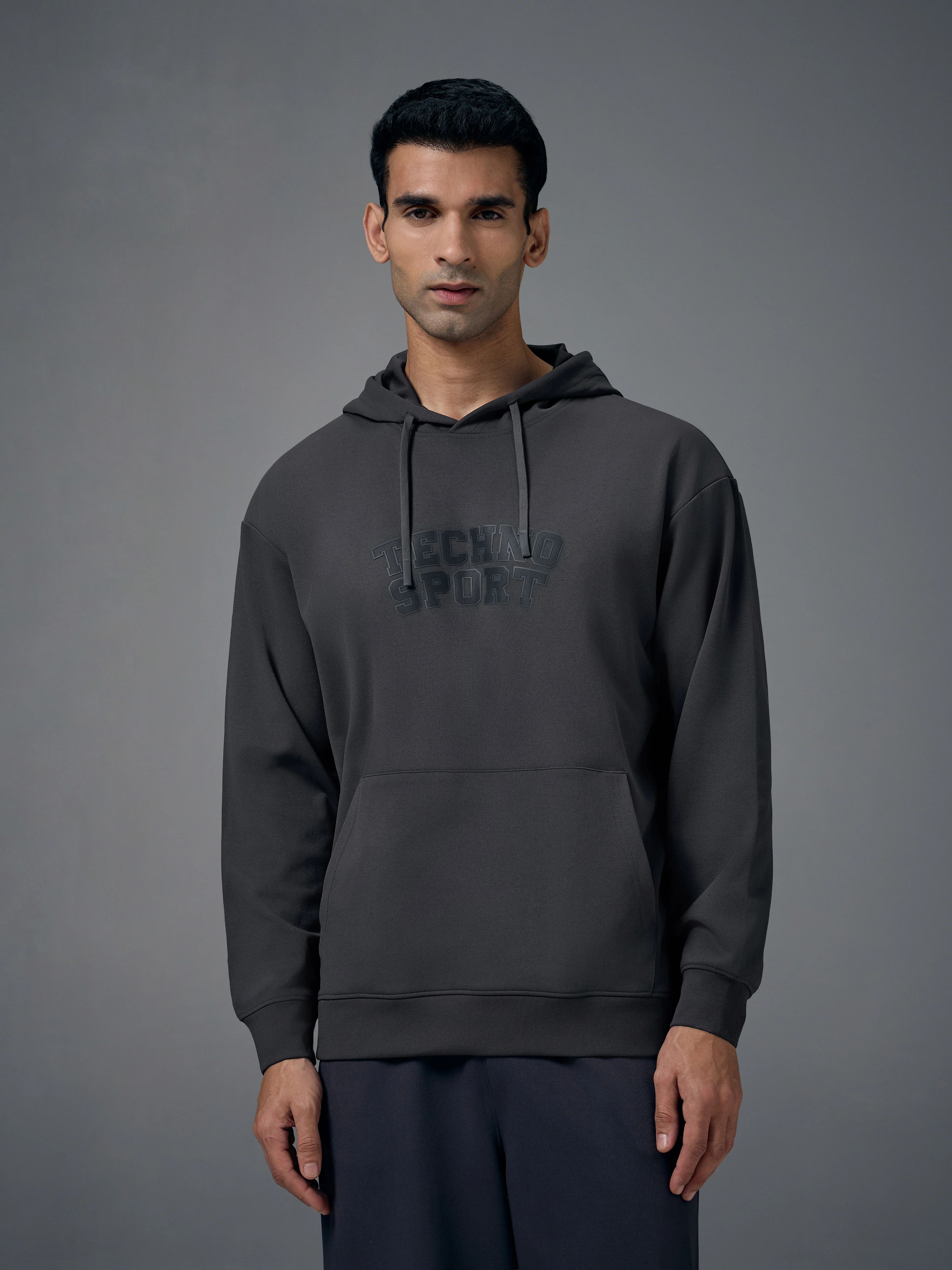 Men Hooded Slim Fit Printed Sweatshirt with ELASTOPLUS - Image 2