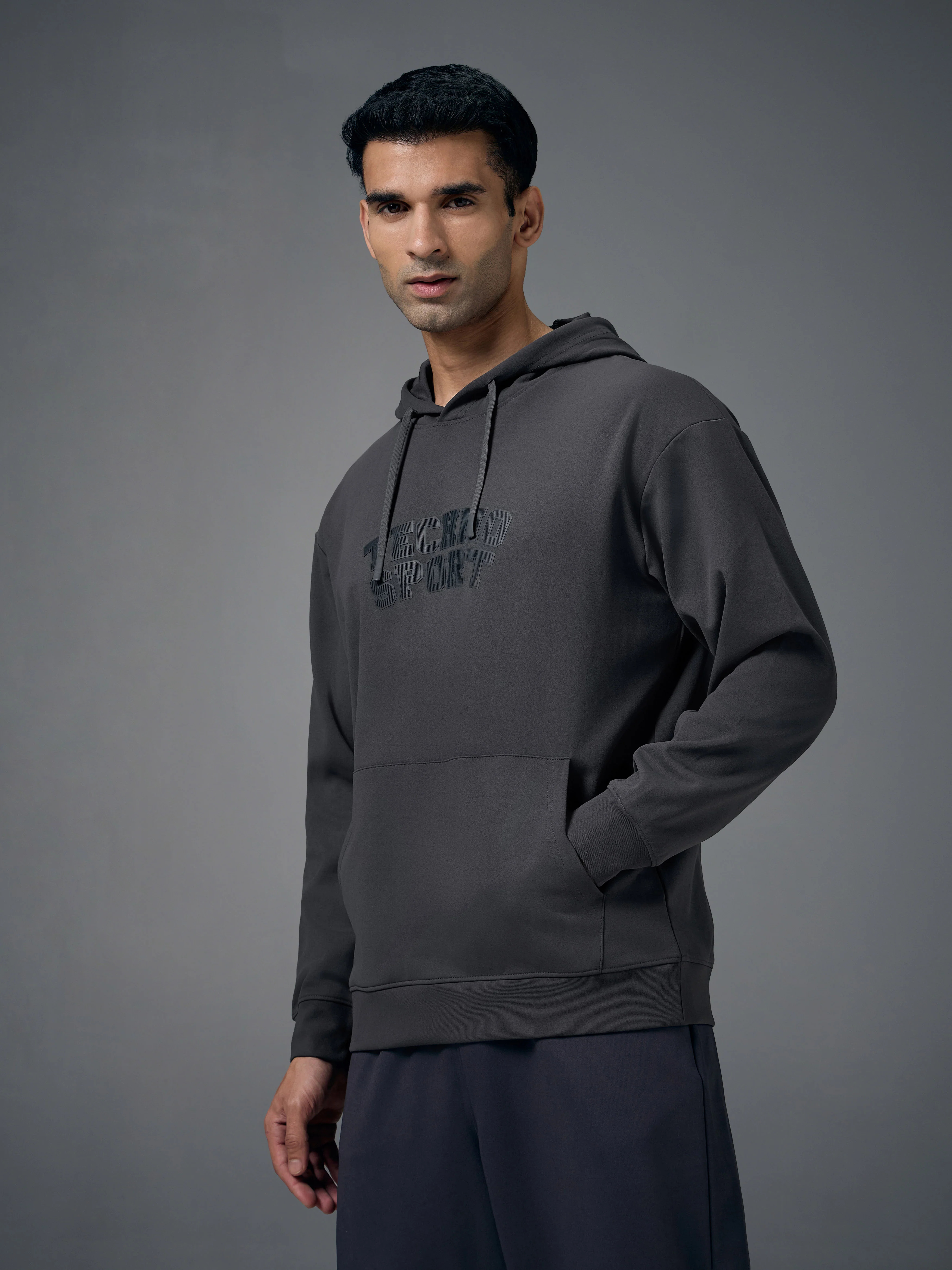 Men Hooded Slim Fit Printed Sweatshirt with ELASTOPLUS - Image 4