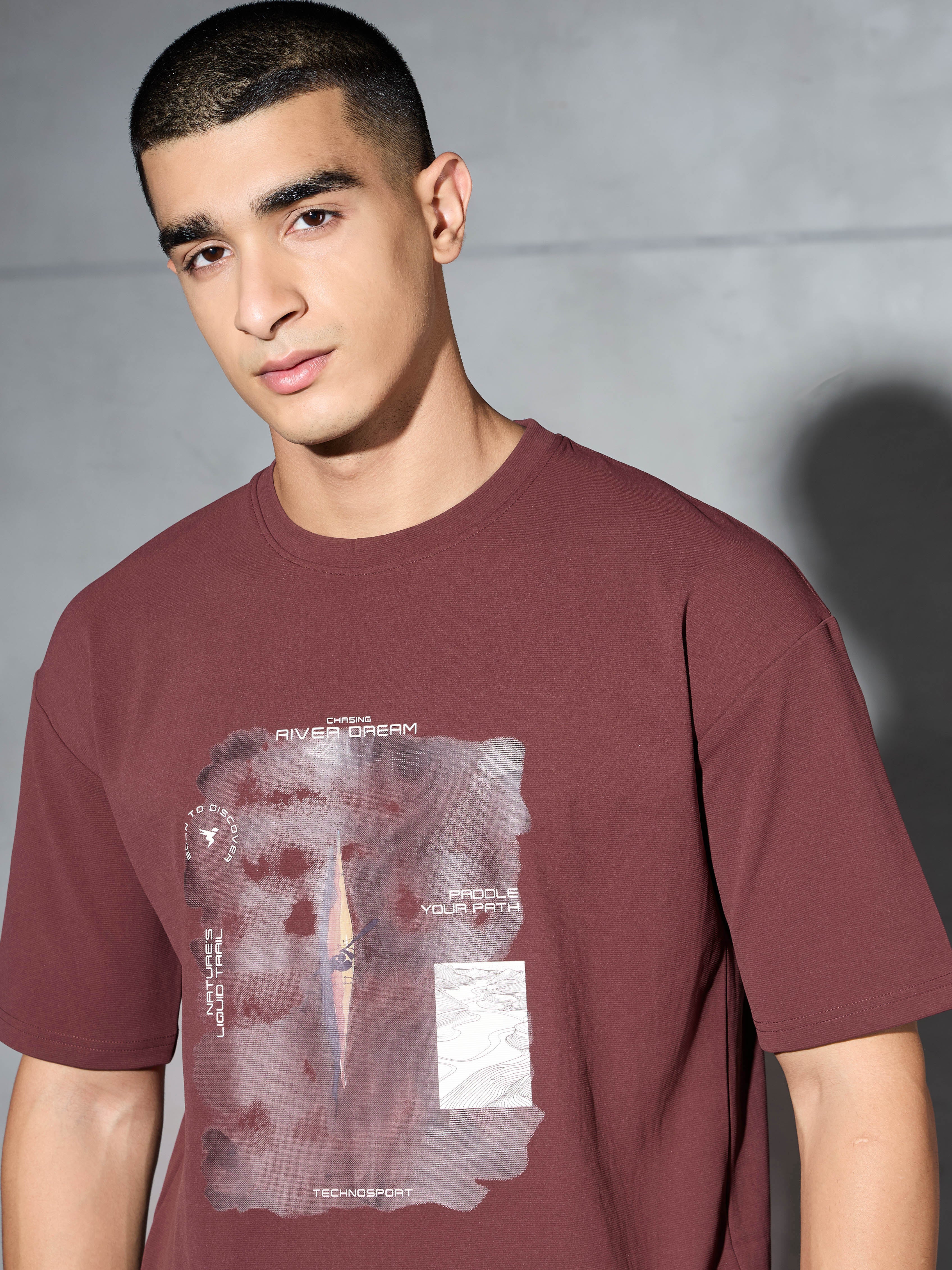 Men Printed Oversized Round Neck Sports T-shirt with ELASTO PLUS - Image 6