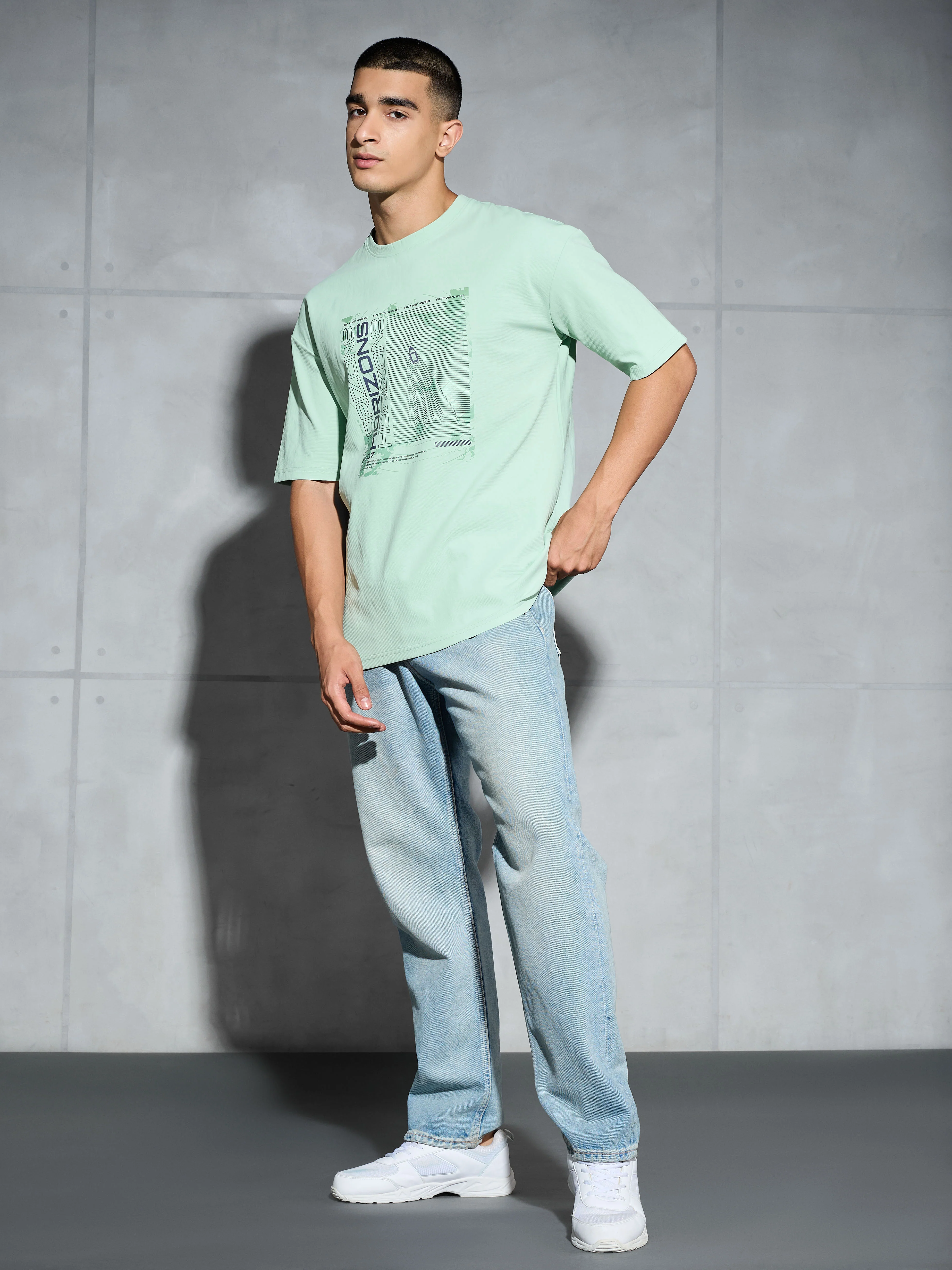 Men Printed Oversized Round Neck Sports T-shirt with ELASTO PLUS - Image 5