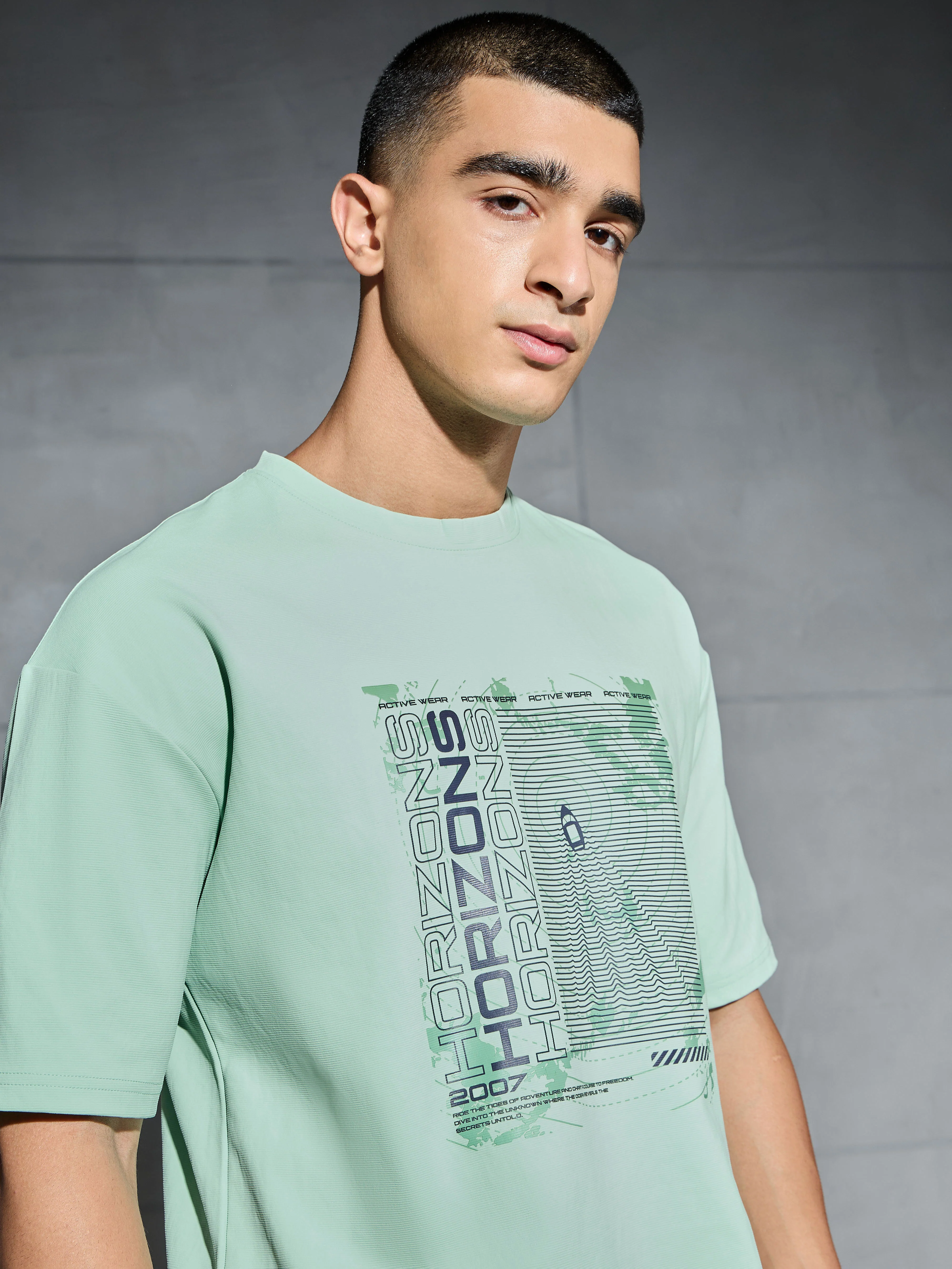 Men Printed Oversized Round Neck Sports T-shirt with ELASTO PLUS - Image 6