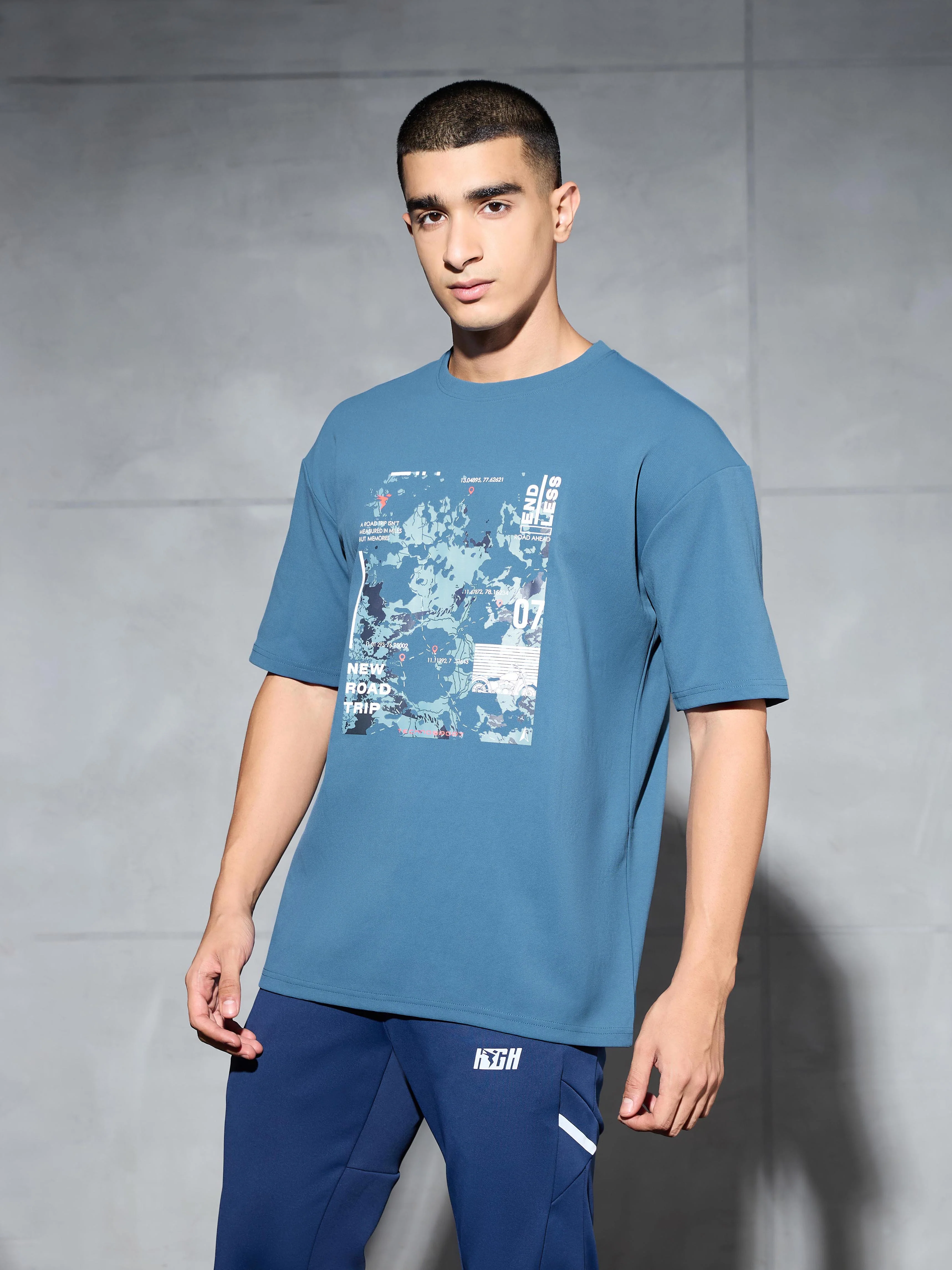 Men Printed Oversized Round Neck Sports T-shirt with ELASTO PLUS - Image 4