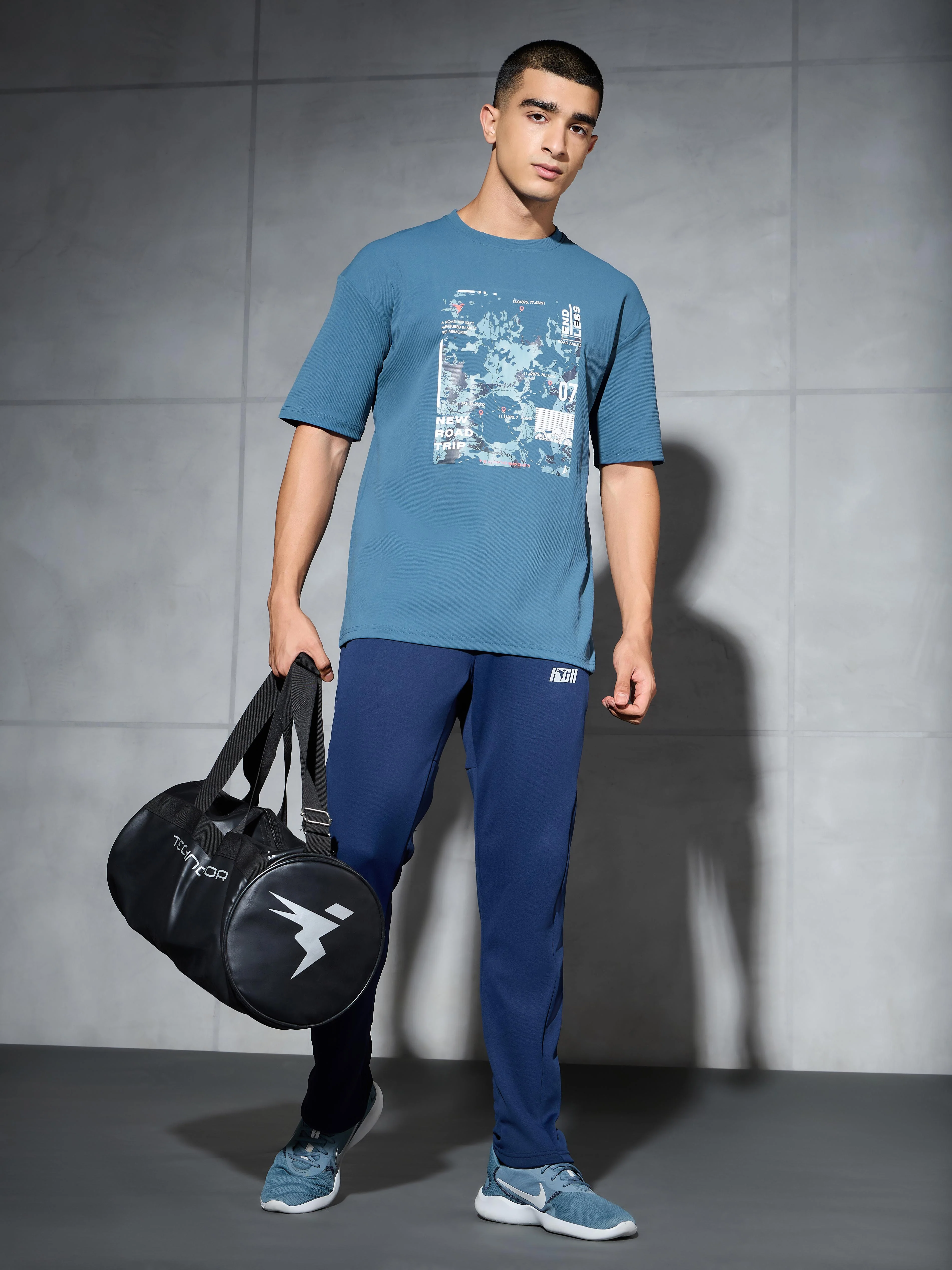 Men Printed Oversized Round Neck Sports T-shirt with ELASTO PLUS - Image 5