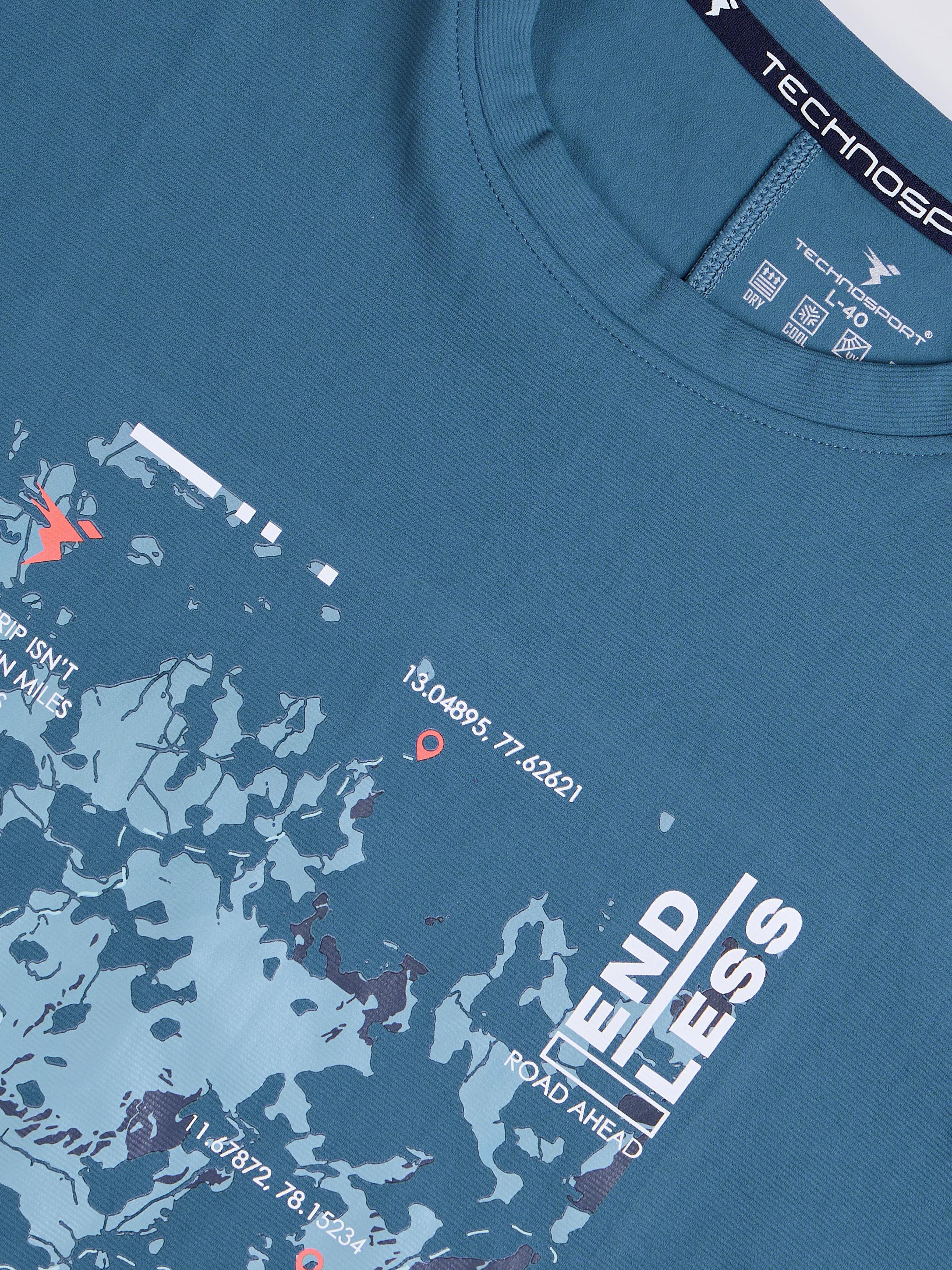 Men Printed Oversized Round Neck Sports T-shirt with ELASTO PLUS - Image 7
