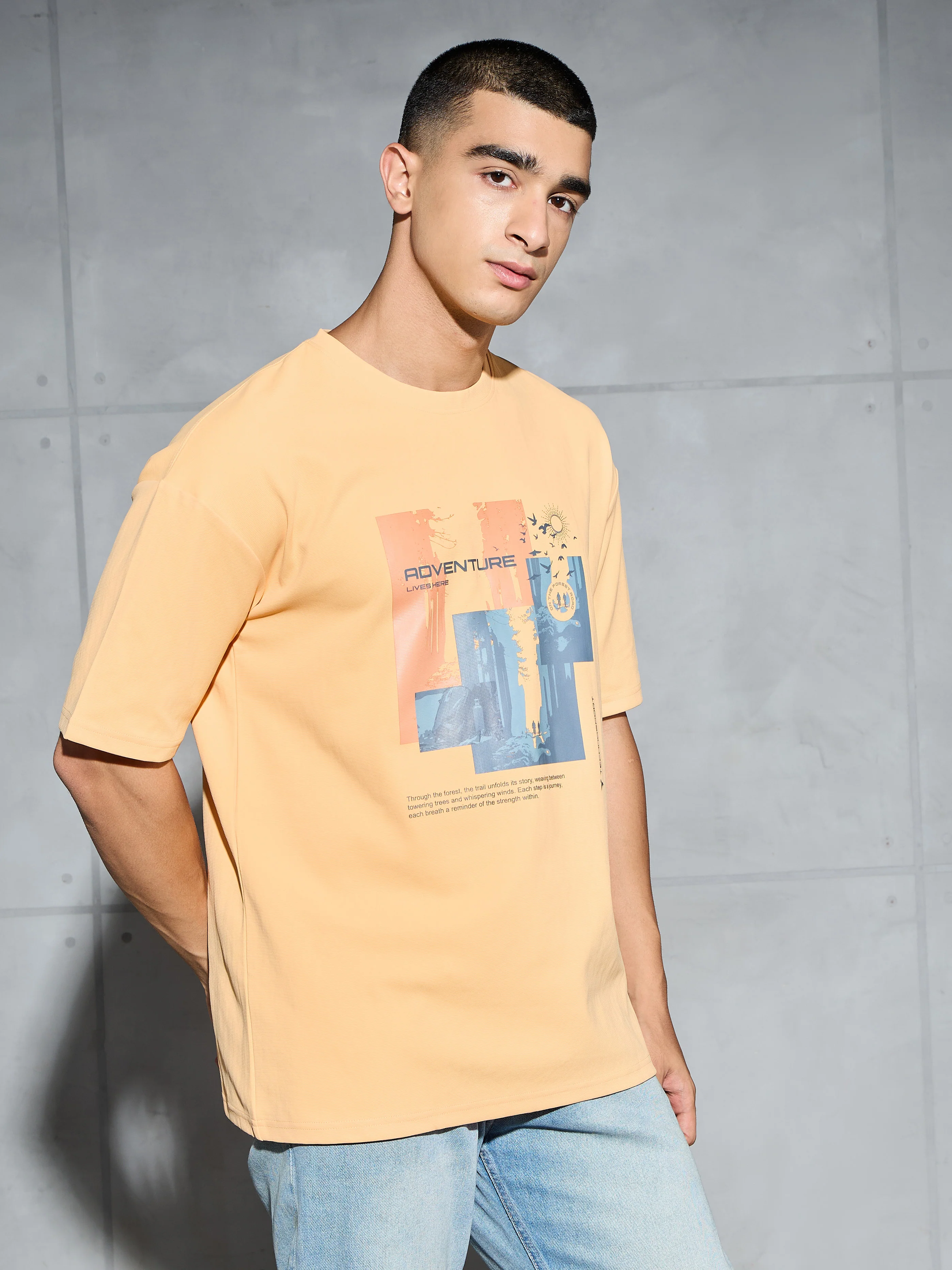Men Printed Oversized Round Neck Sports T-shirt with ELASTO PLUS - Image 4