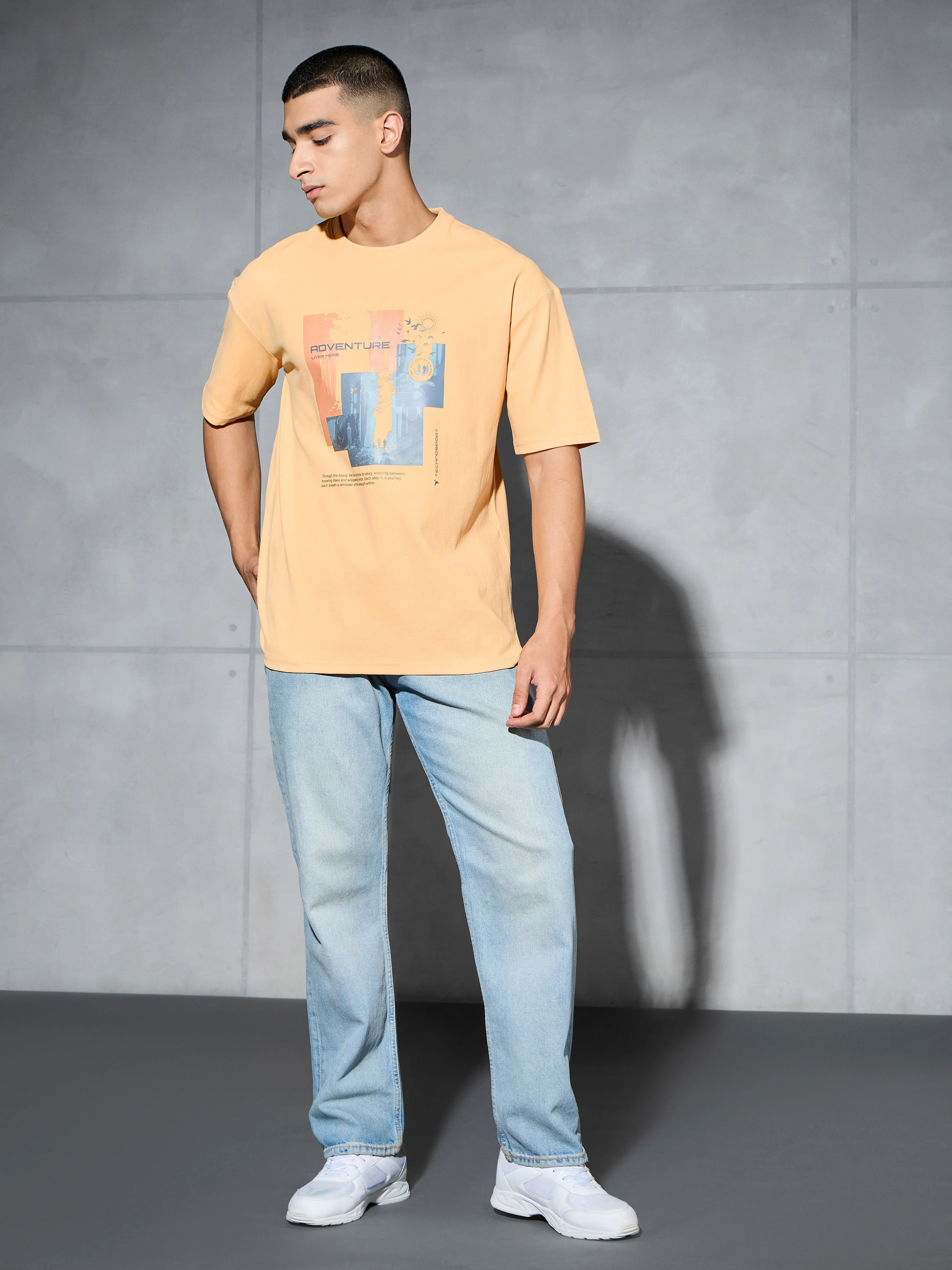 Men Printed Oversized Round Neck Sports T-shirt with ELASTO PLUS - Image 5
