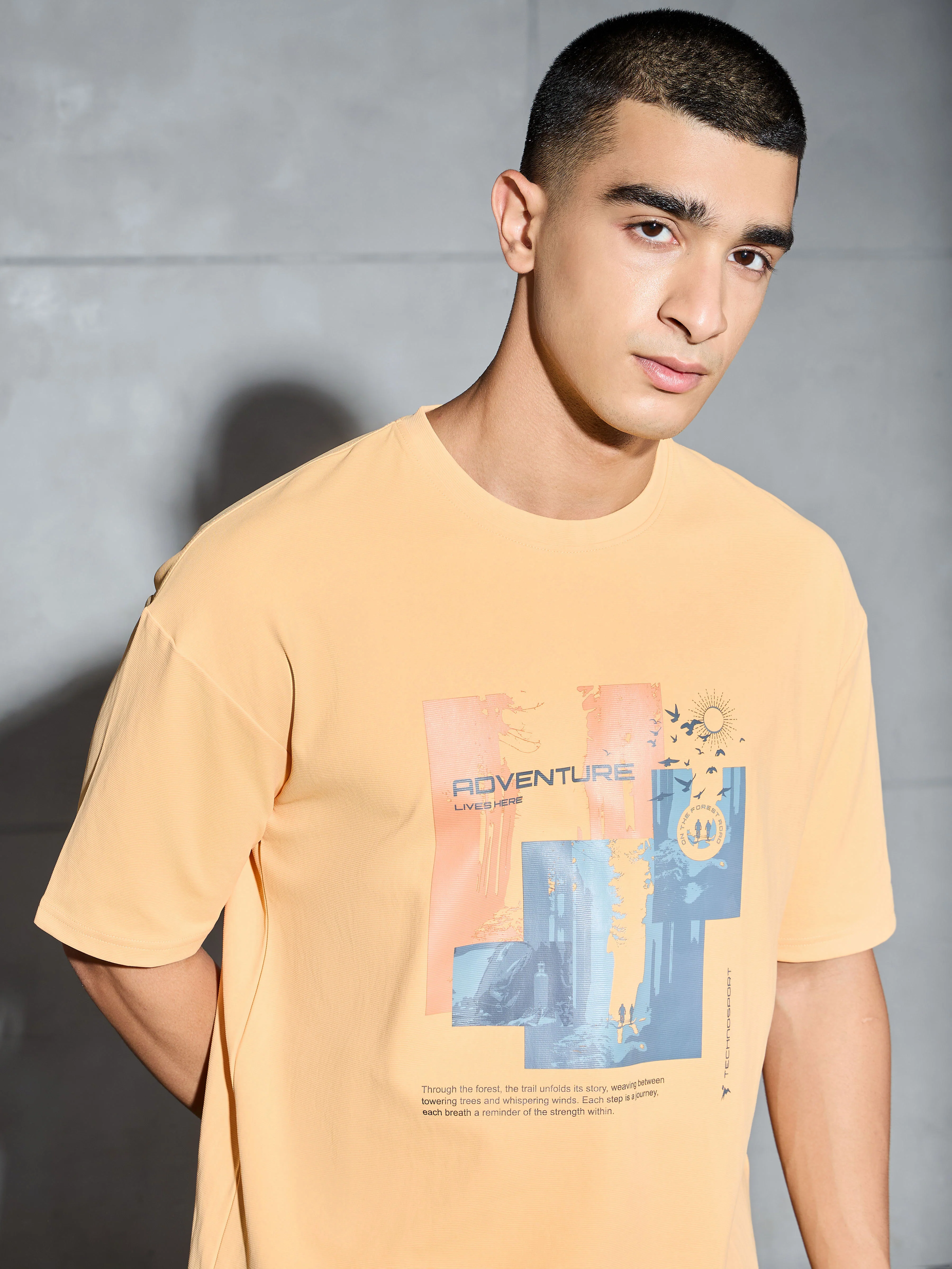 Men Printed Oversized Round Neck Sports T-shirt with ELASTO PLUS - Image 6