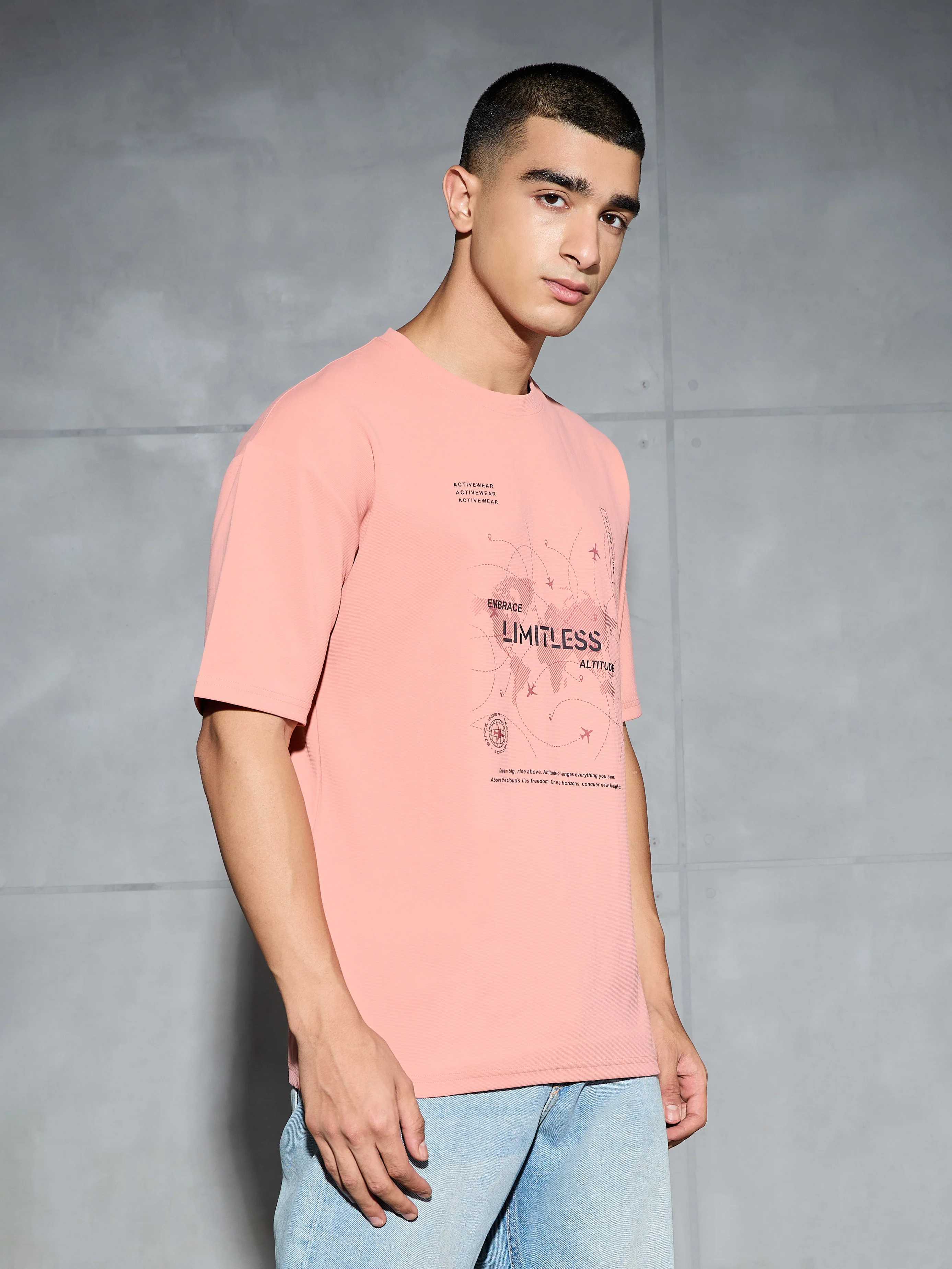 Men Printed Oversized Round Neck Sports T-shirt with ELASTO PLUS - Image 4