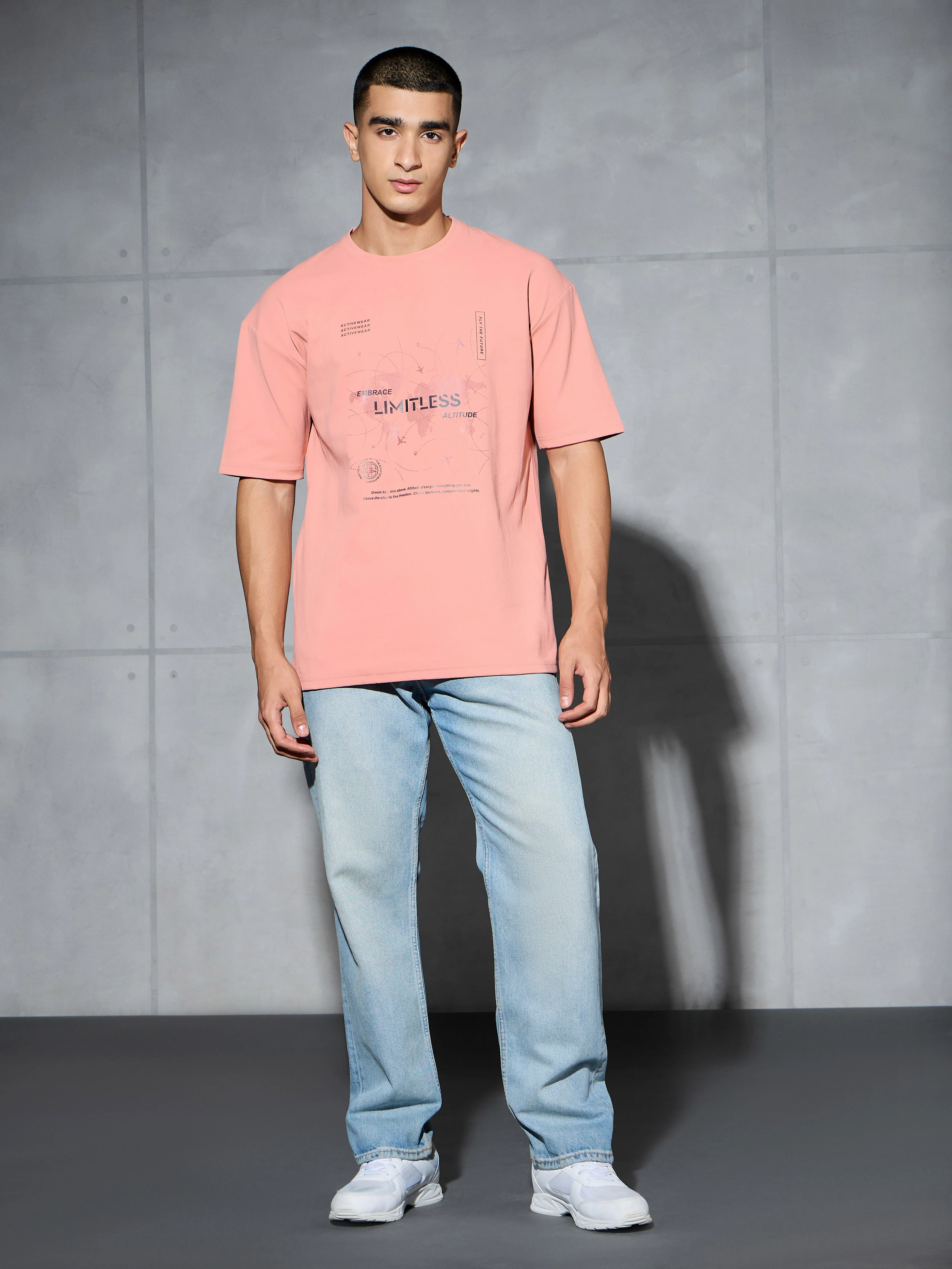 Men Printed Oversized Round Neck Sports T-shirt with ELASTO PLUS - Image 5