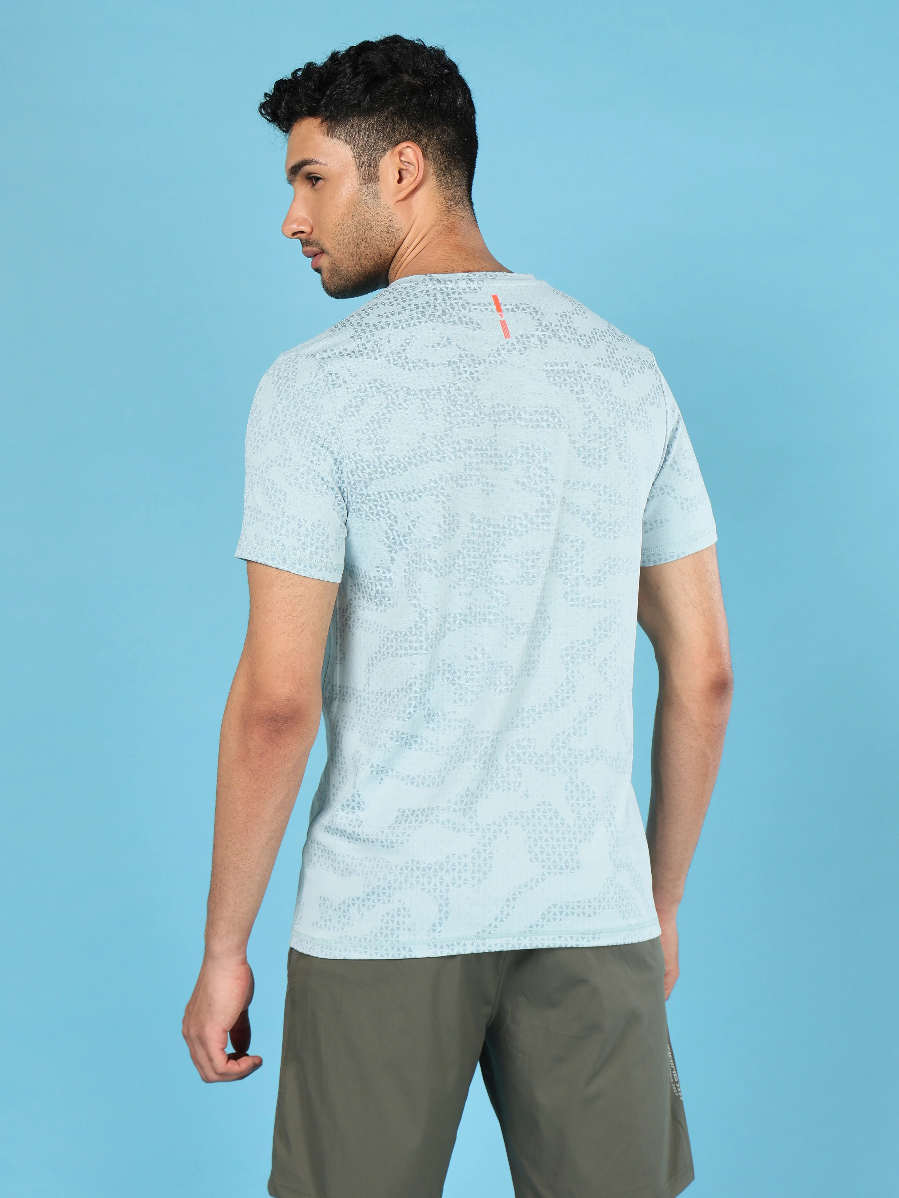 Men Jacquard Slim Fit Crew Neck T-shirt with DOUBLE COOL - Image 3