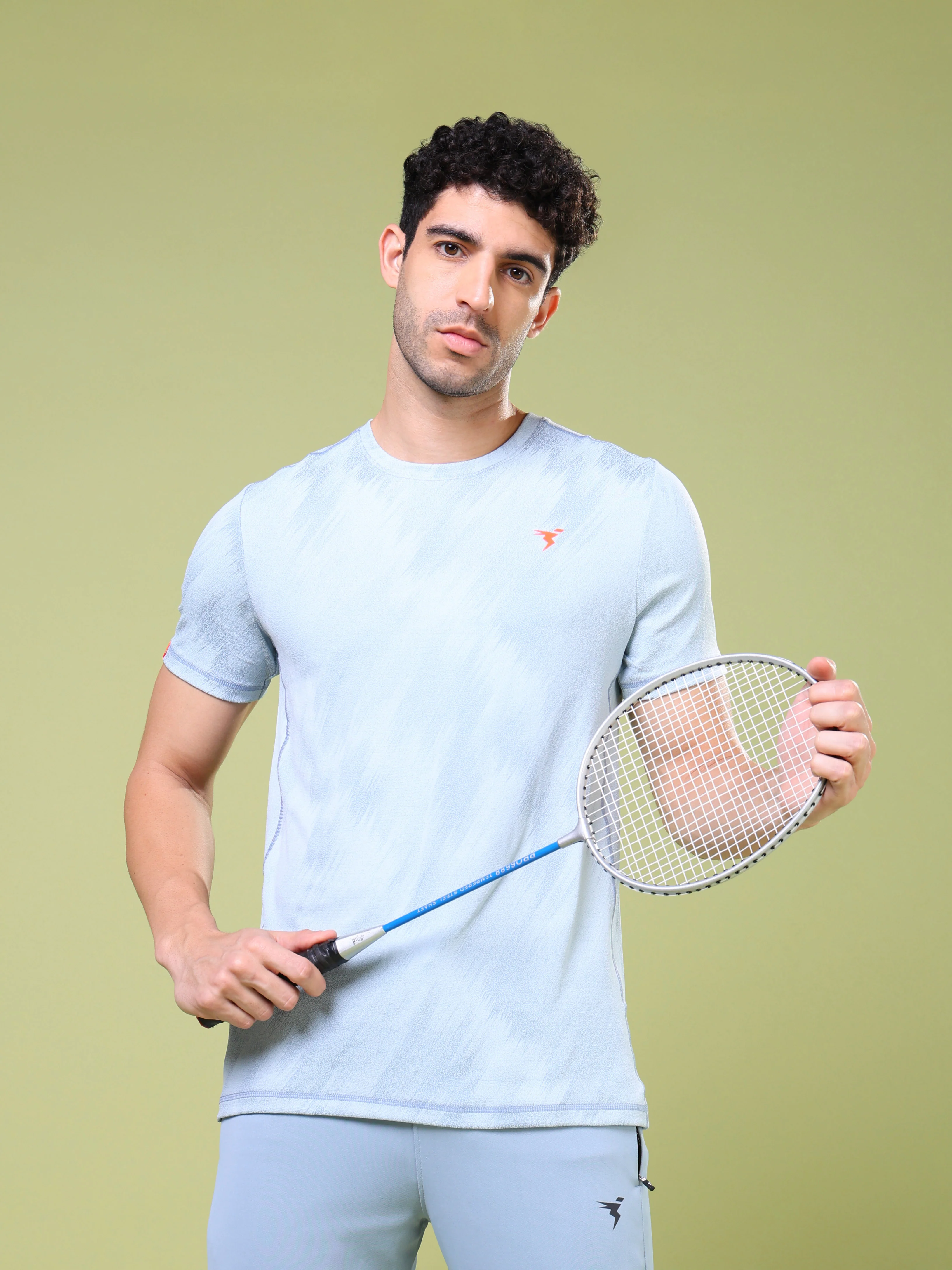 Men Jacquard Slim Fit Crew Neck T-shirt with DOUBLE COOL - Image 2