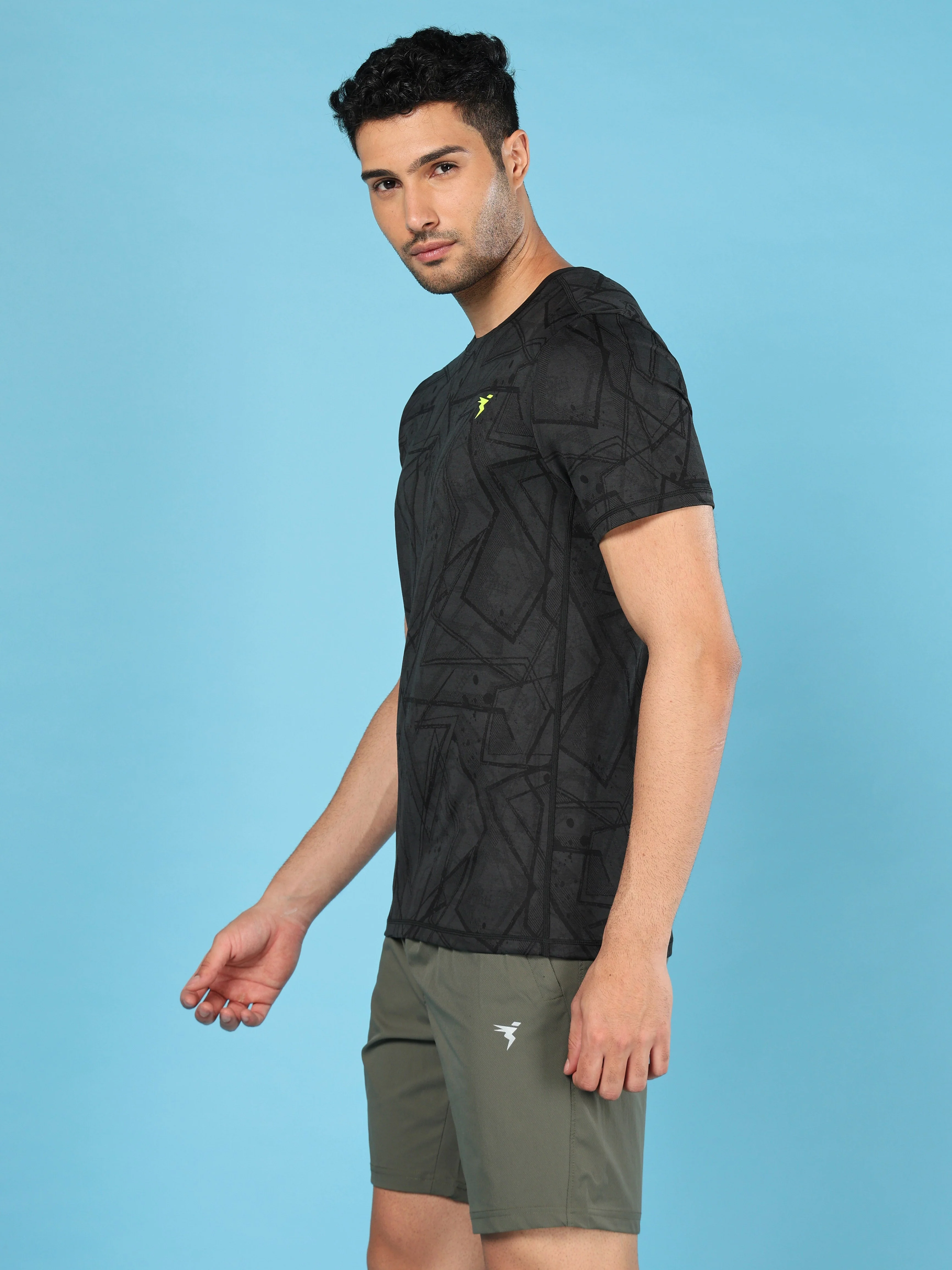 Men Jacquard Slim Fit Crew Neck T-shirt with DOUBLE COOL - Image 5