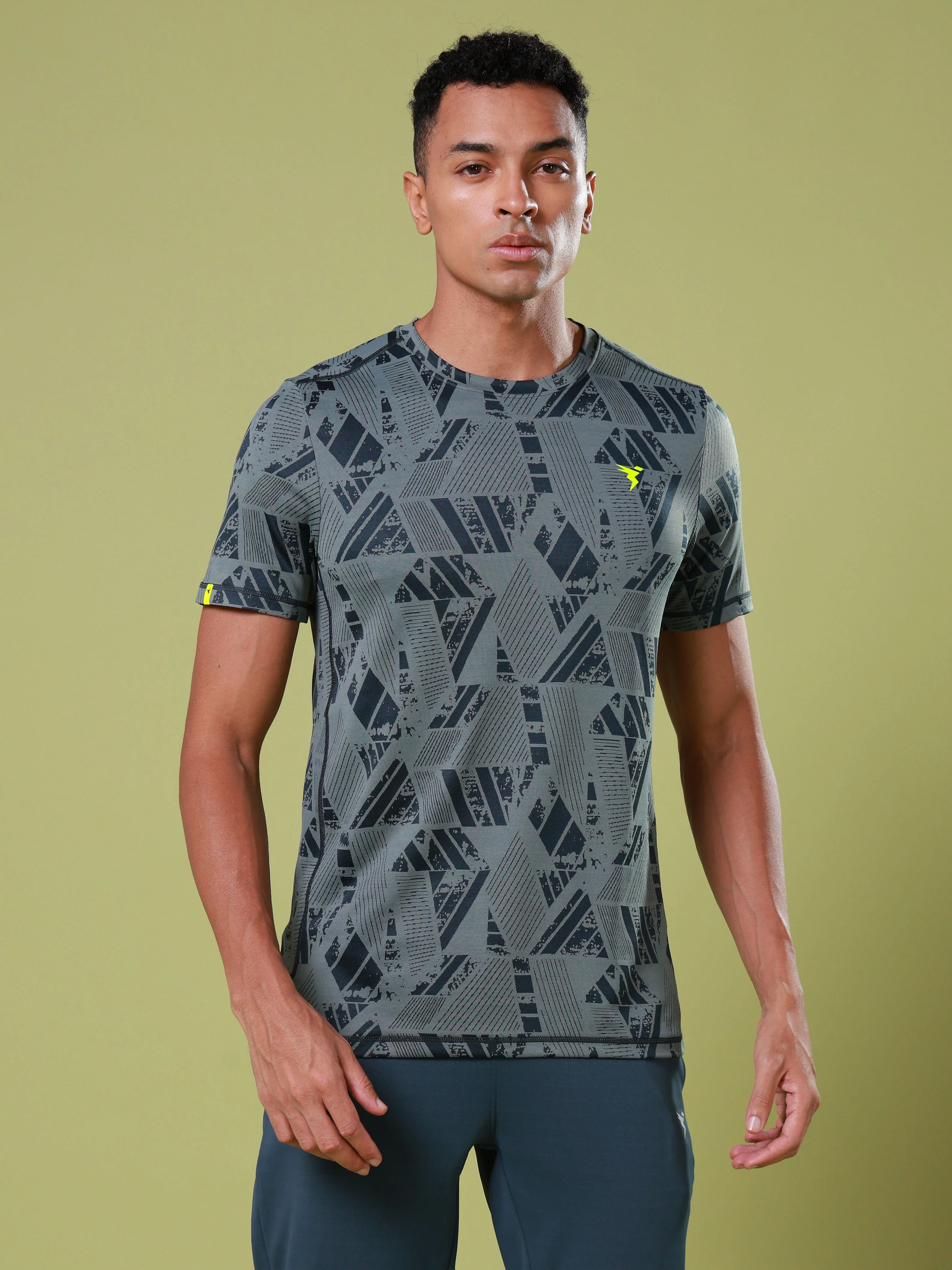 Men Jacquard Slim Fit Crew Neck T-shirt with DOUBLE COOL - Image 2