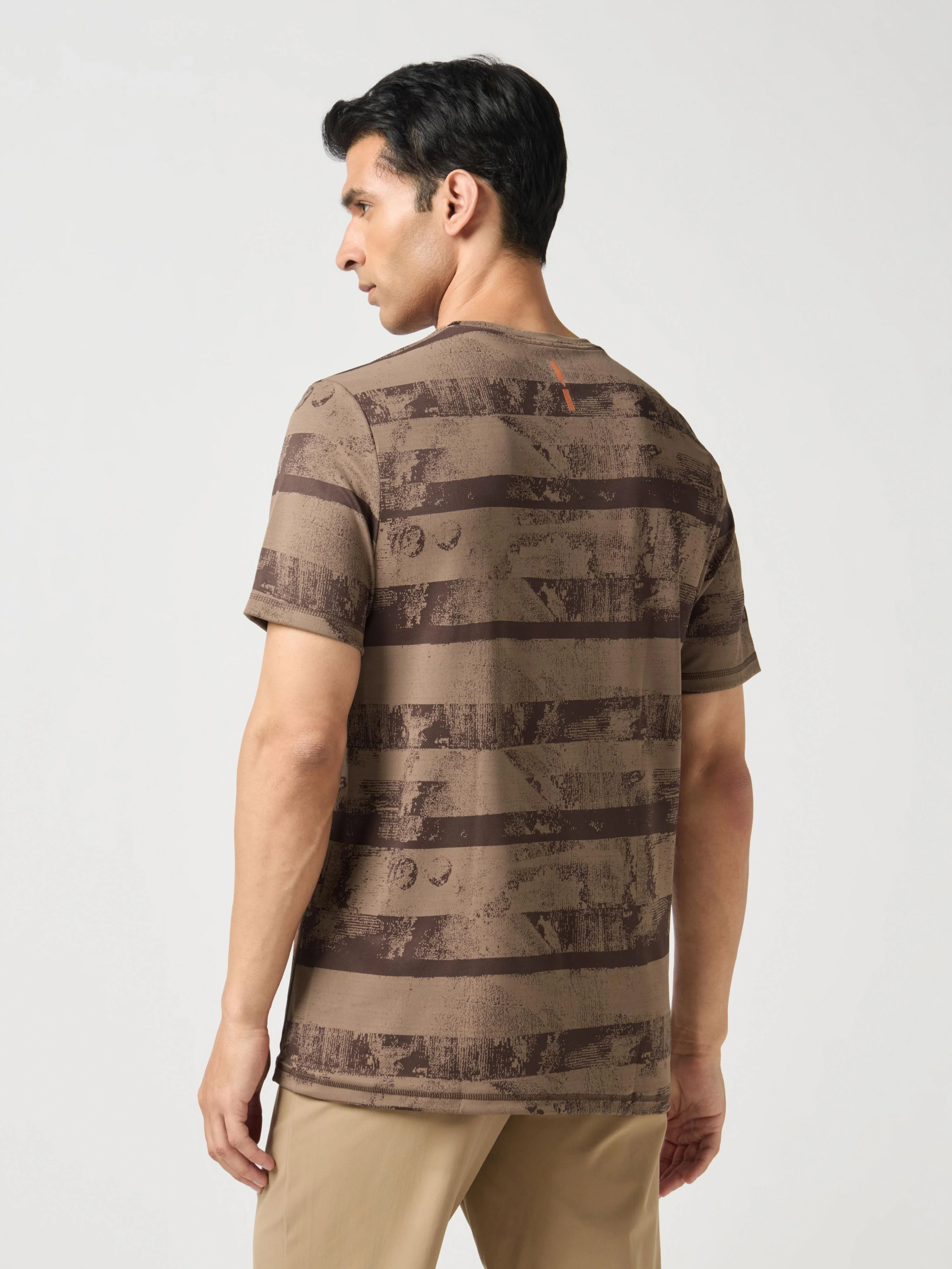 Men Jacquard Slim Fit Crew Neck T-shirt with DOUBLE COOL - Image 3