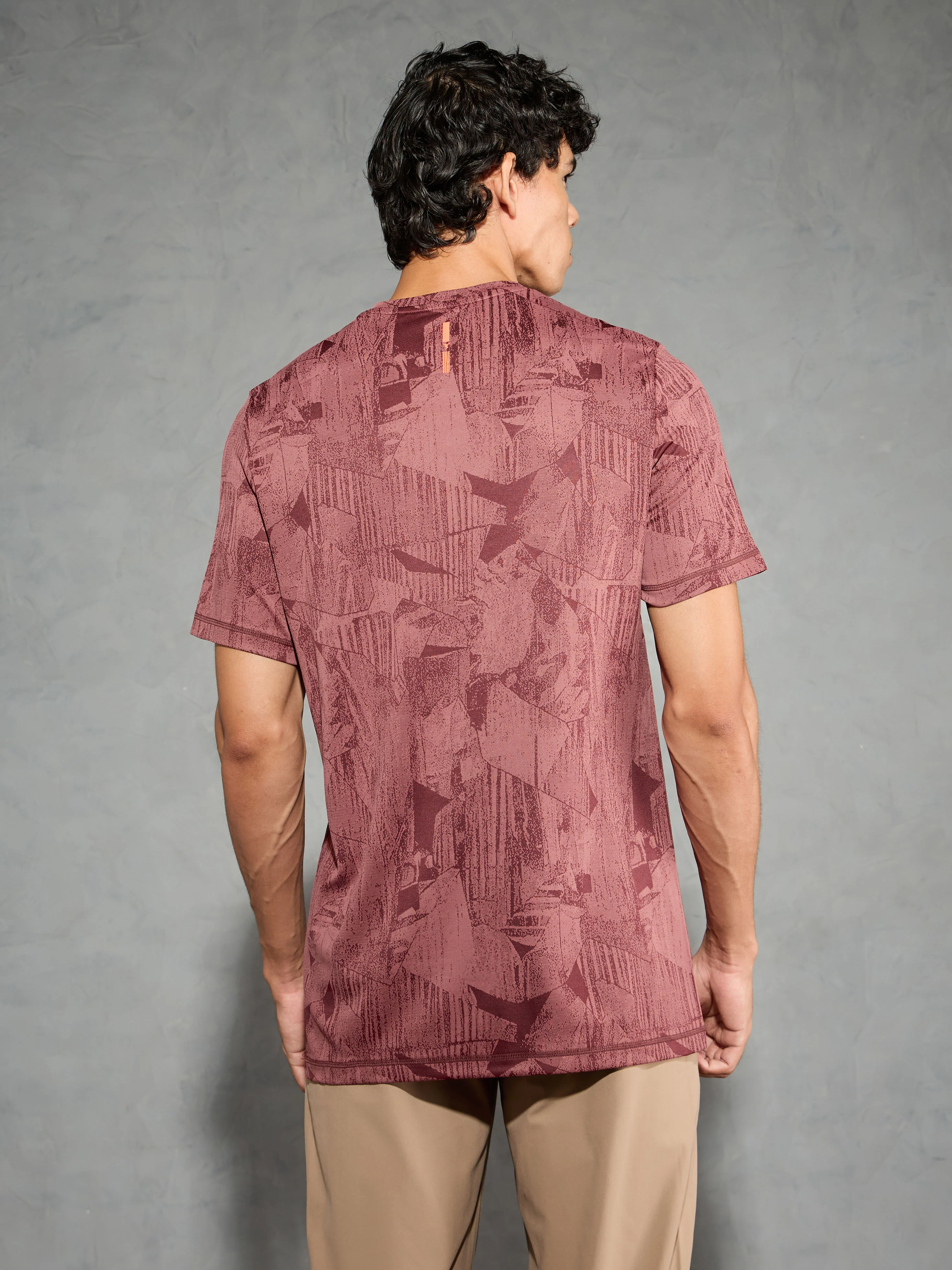 Men Jacquard Slim Fit Crew Neck T-shirt with DOUBLE COOL - Image 3