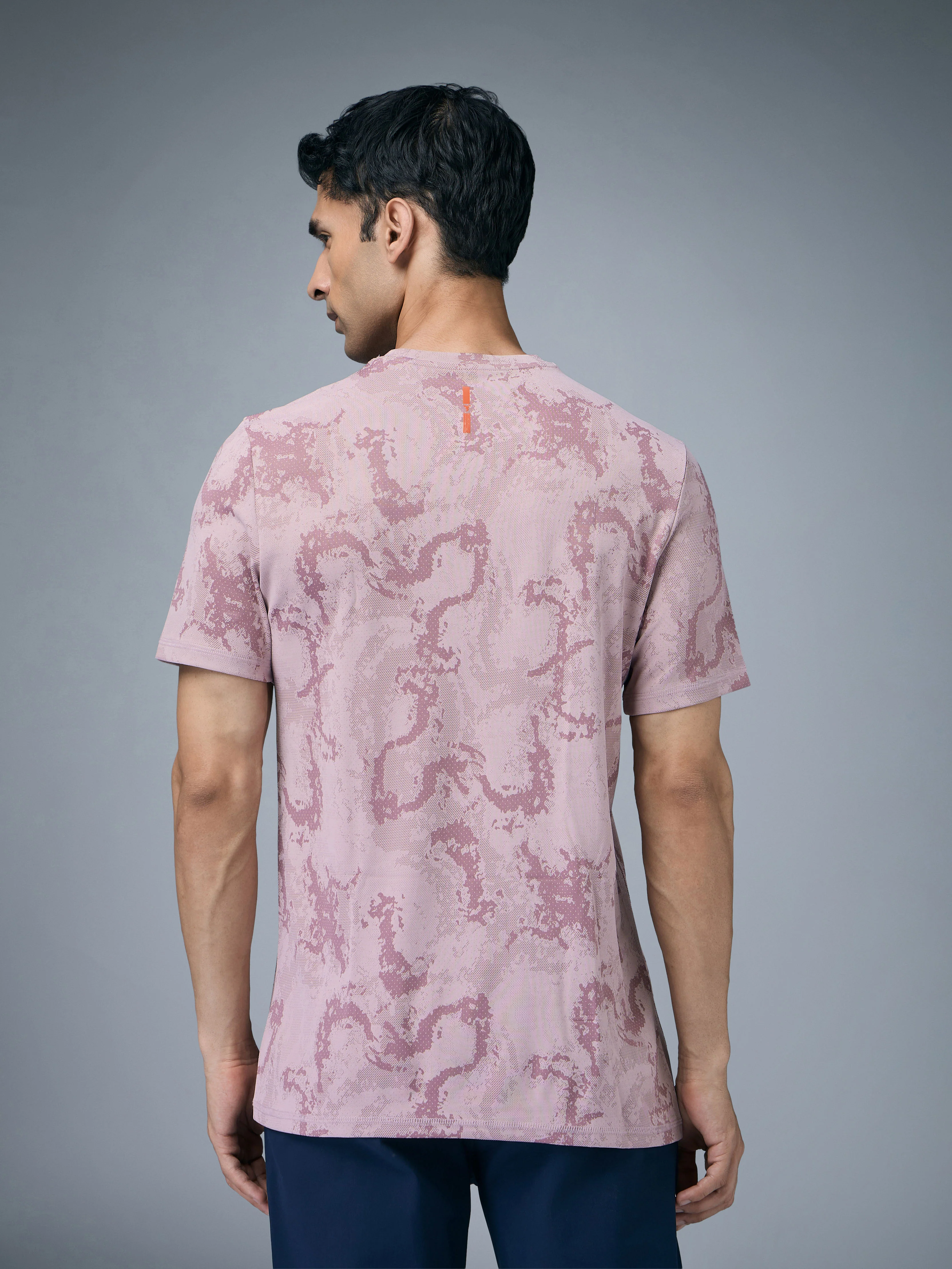 Men Jacquard Slim Fit Crew Neck T-shirt with DOUBLE COOL - Image 3