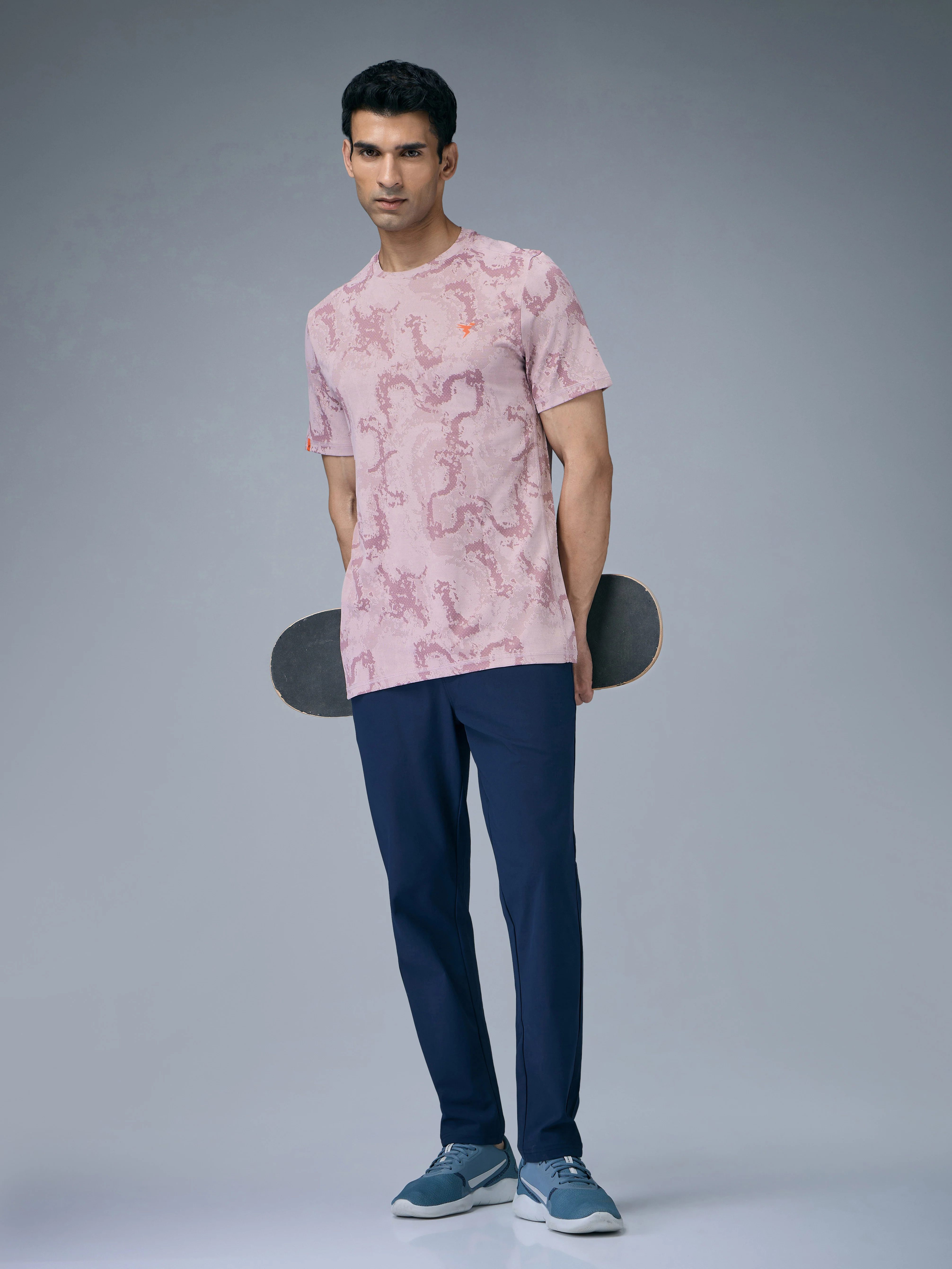 Men Jacquard Slim Fit Crew Neck T-shirt with DOUBLE COOL - Image 5