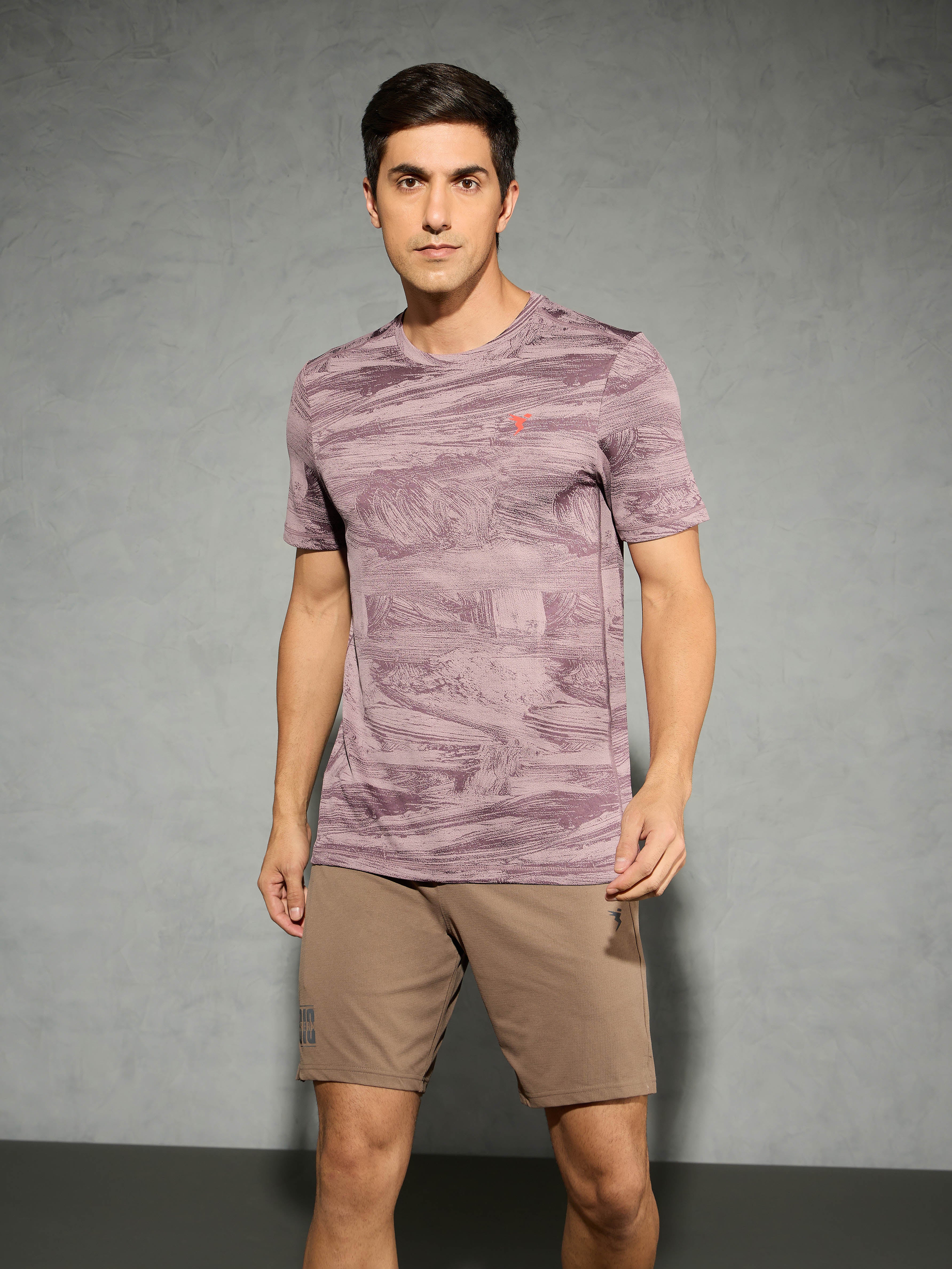Men Jacquard Slim Fit Crew Neck T-shirt with DOUBLE COOL - Image 2