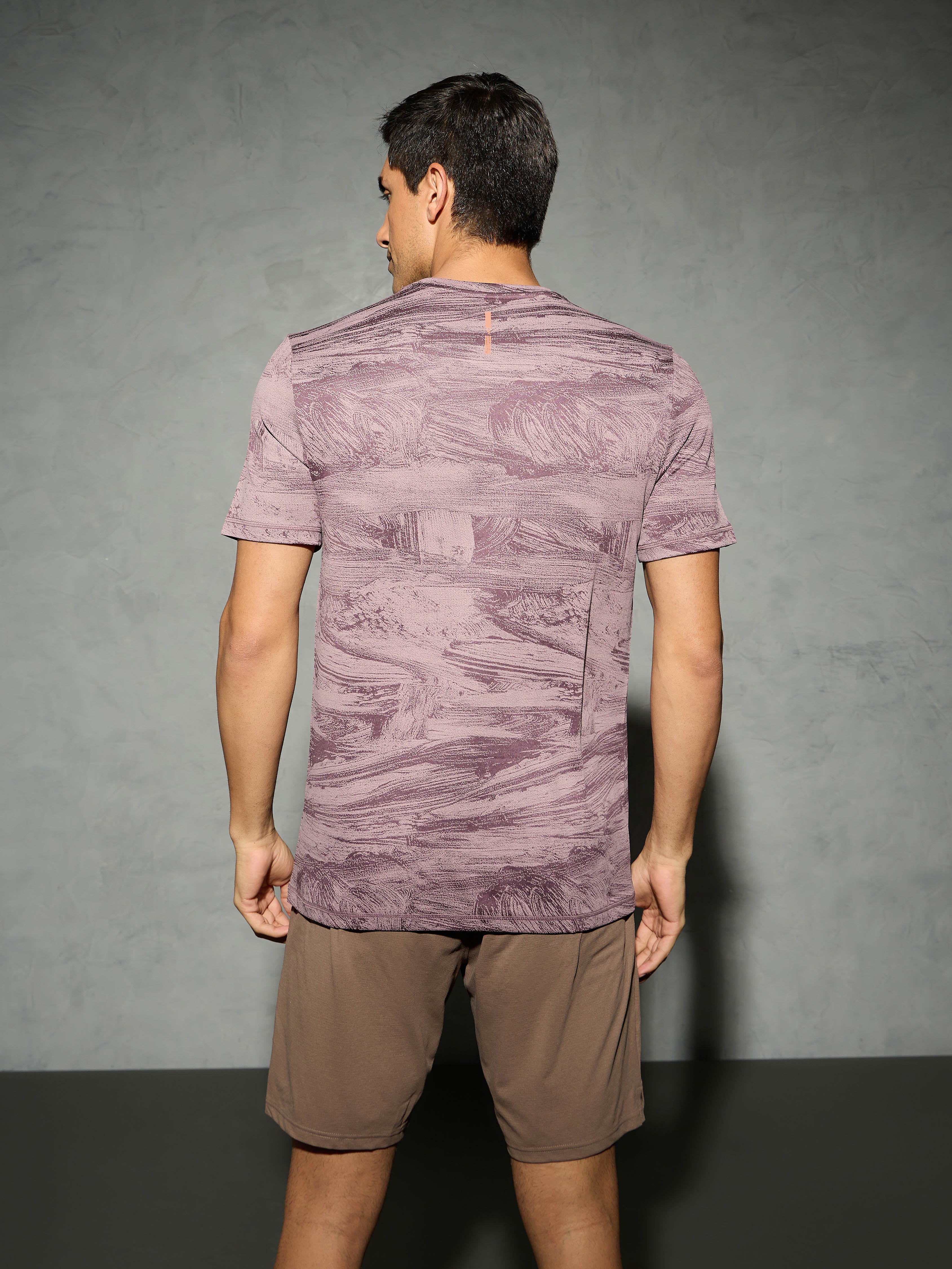Men Jacquard Slim Fit Crew Neck T-shirt with DOUBLE COOL - Image 3